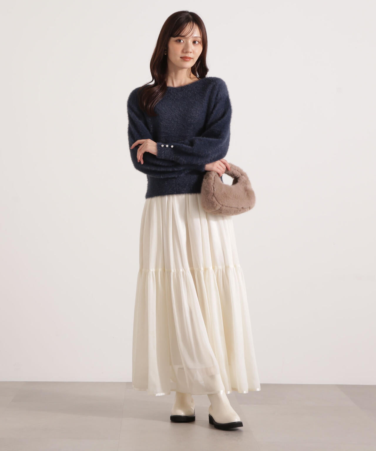 【加藤栞さん着用】シアーティアードスカート