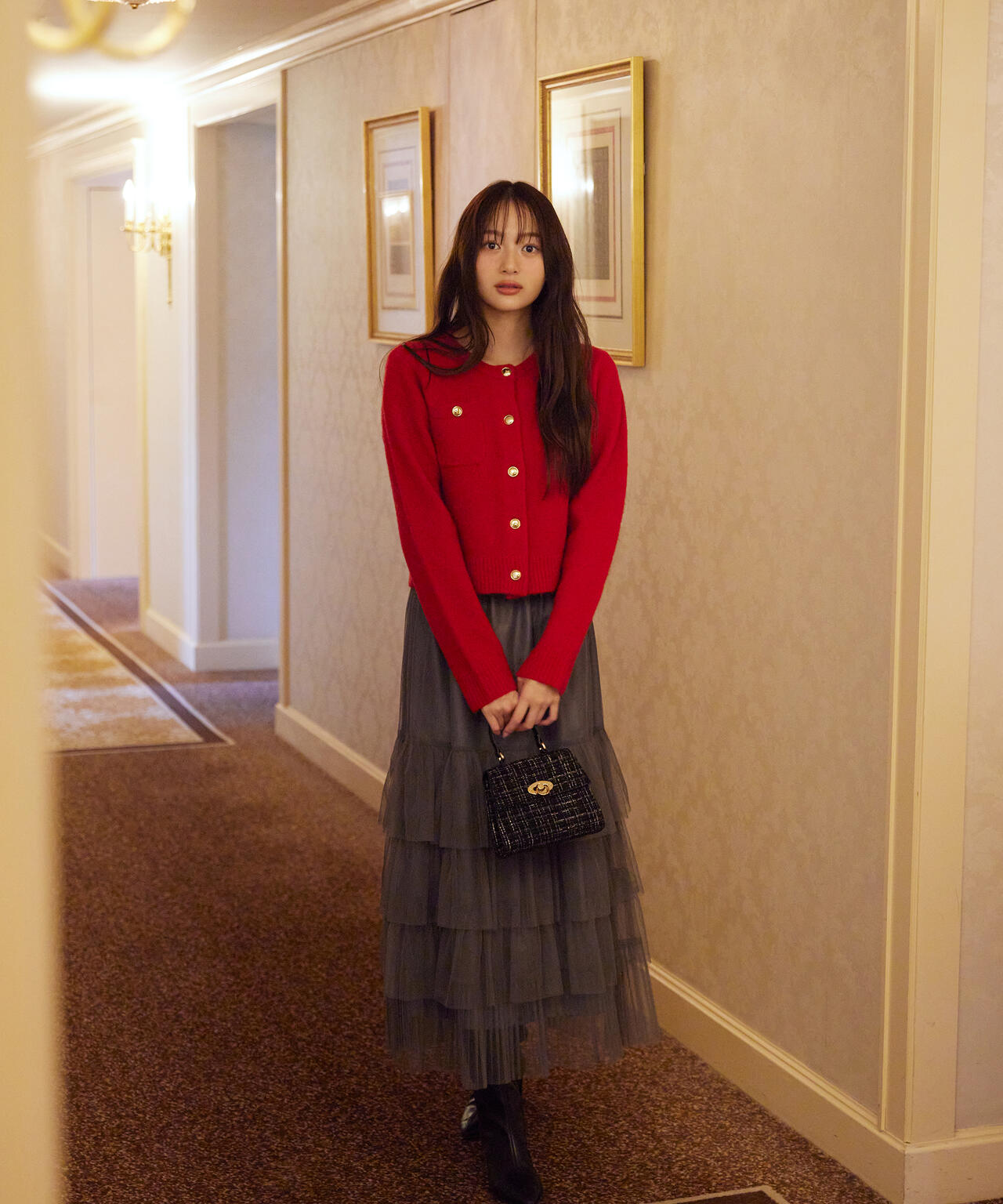 【加藤栞さん着用】部分プリーツティアードスカート