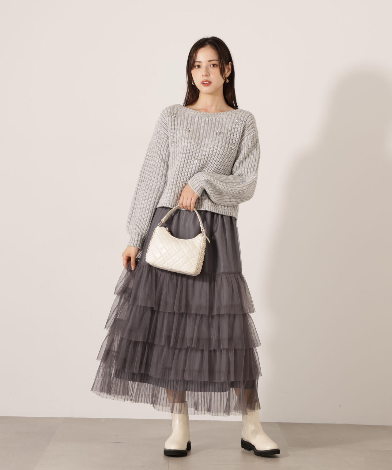 【加藤栞さん着用】部分プリーツティアードスカート