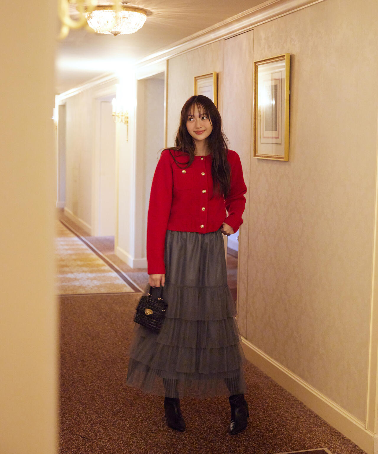 【加藤栞さん着用】部分プリーツティアードスカート