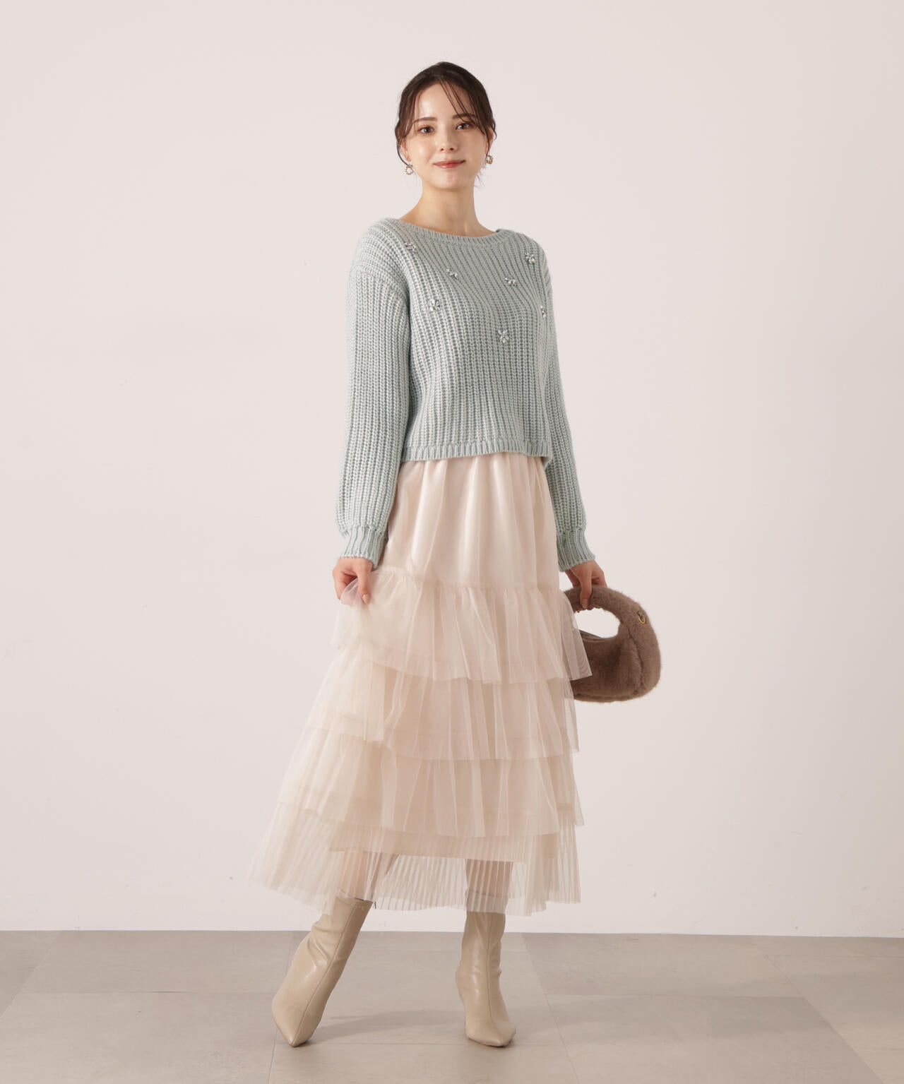 【加藤栞さん着用】部分プリーツティアードスカート