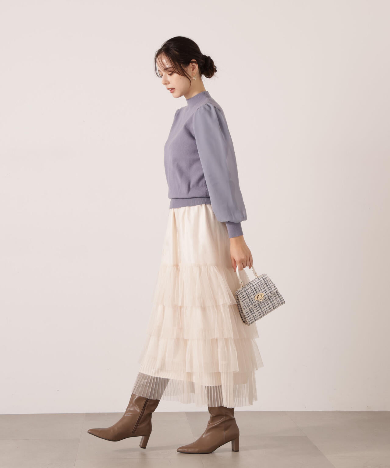 【加藤栞さん着用】部分プリーツティアードスカート