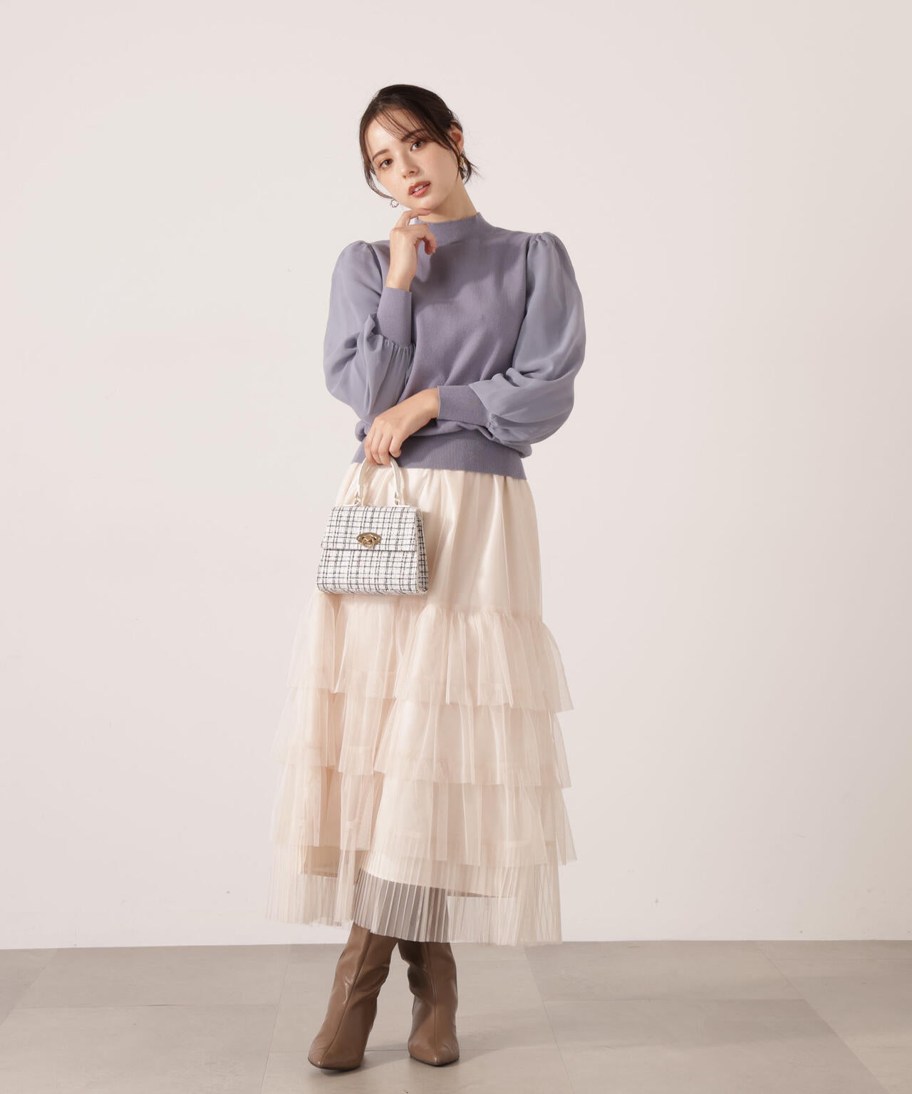 【加藤栞さん着用】部分プリーツティアードスカート