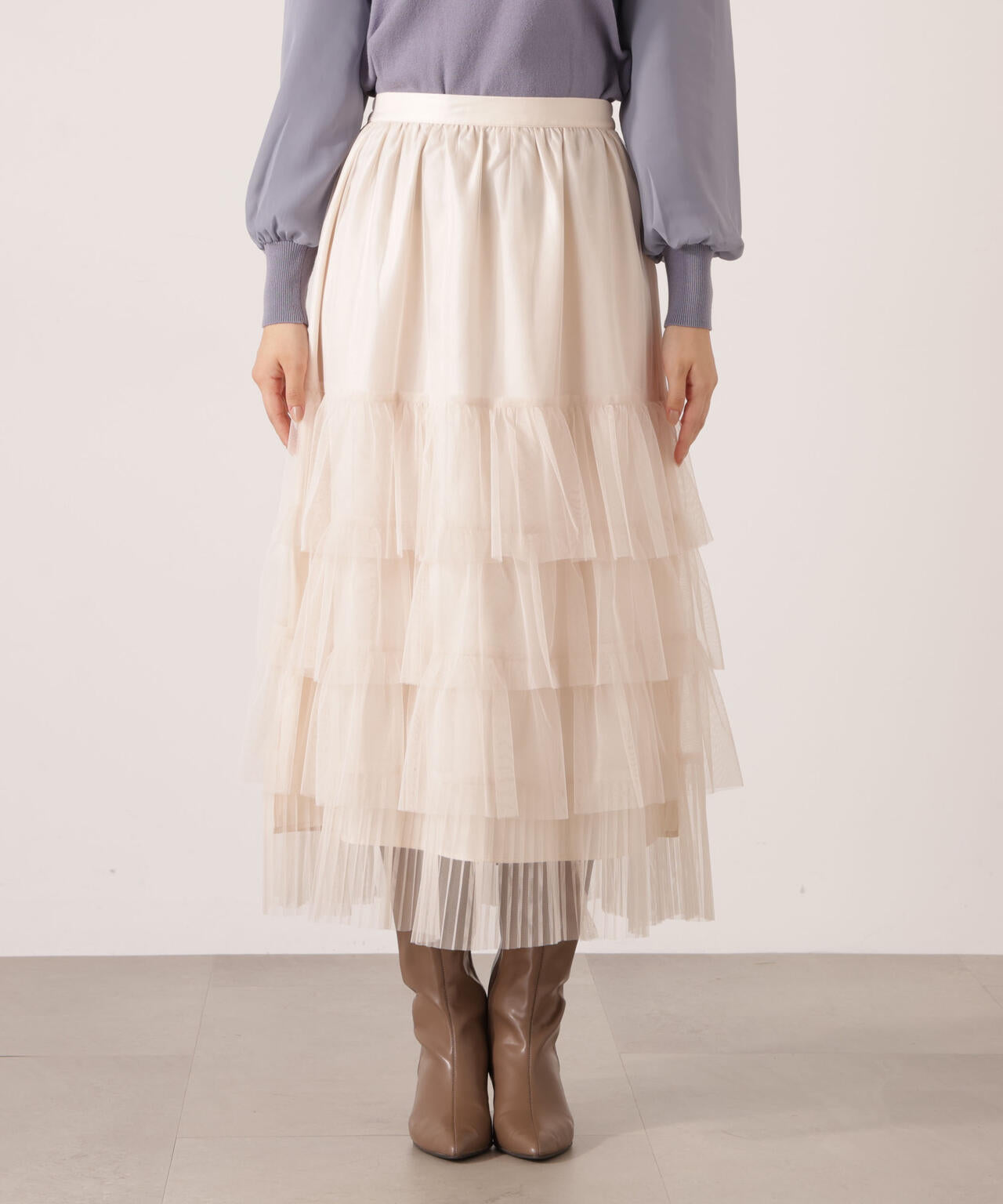 【加藤栞さん着用】部分プリーツティアードスカート