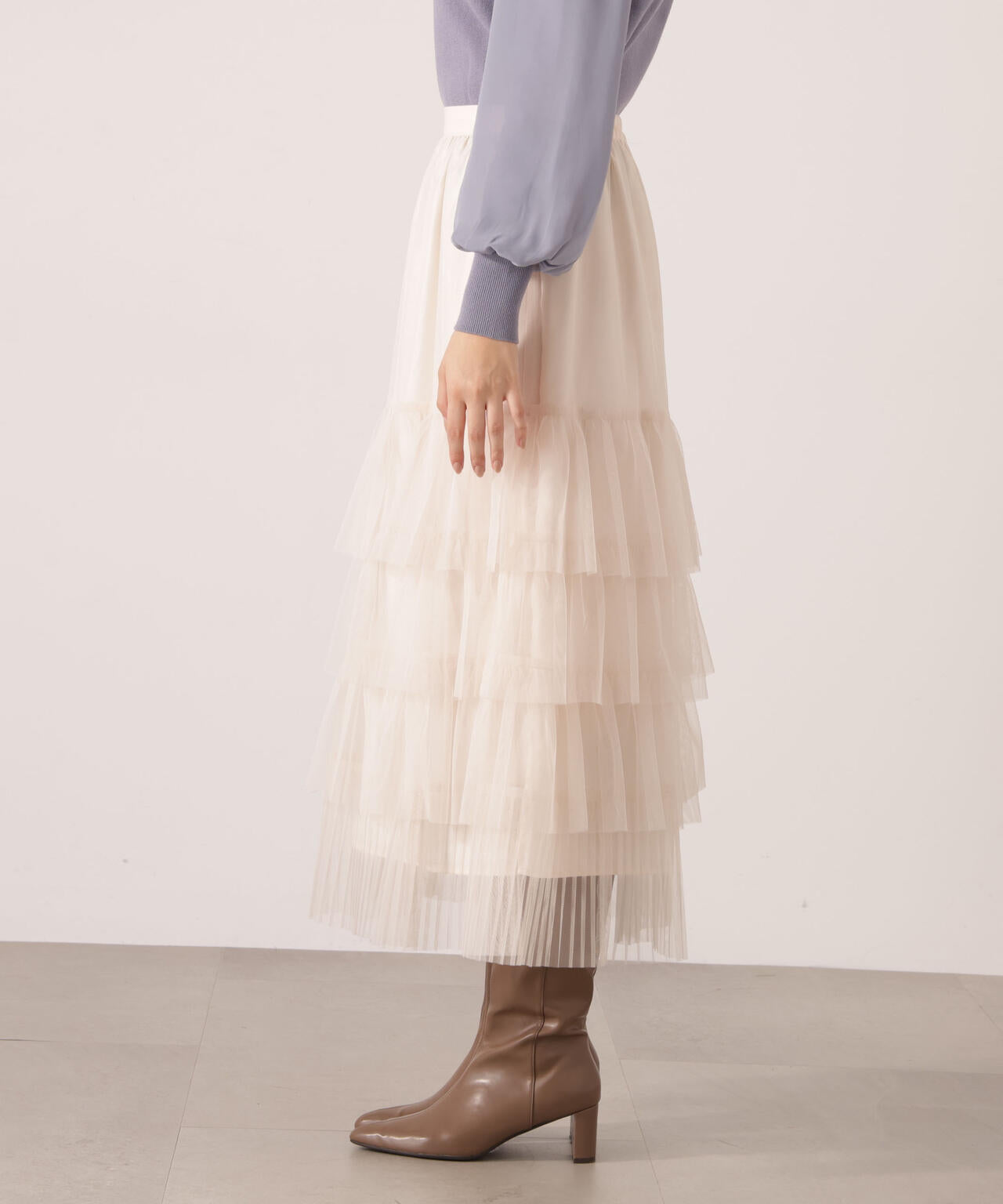 【加藤栞さん着用】部分プリーツティアードスカート