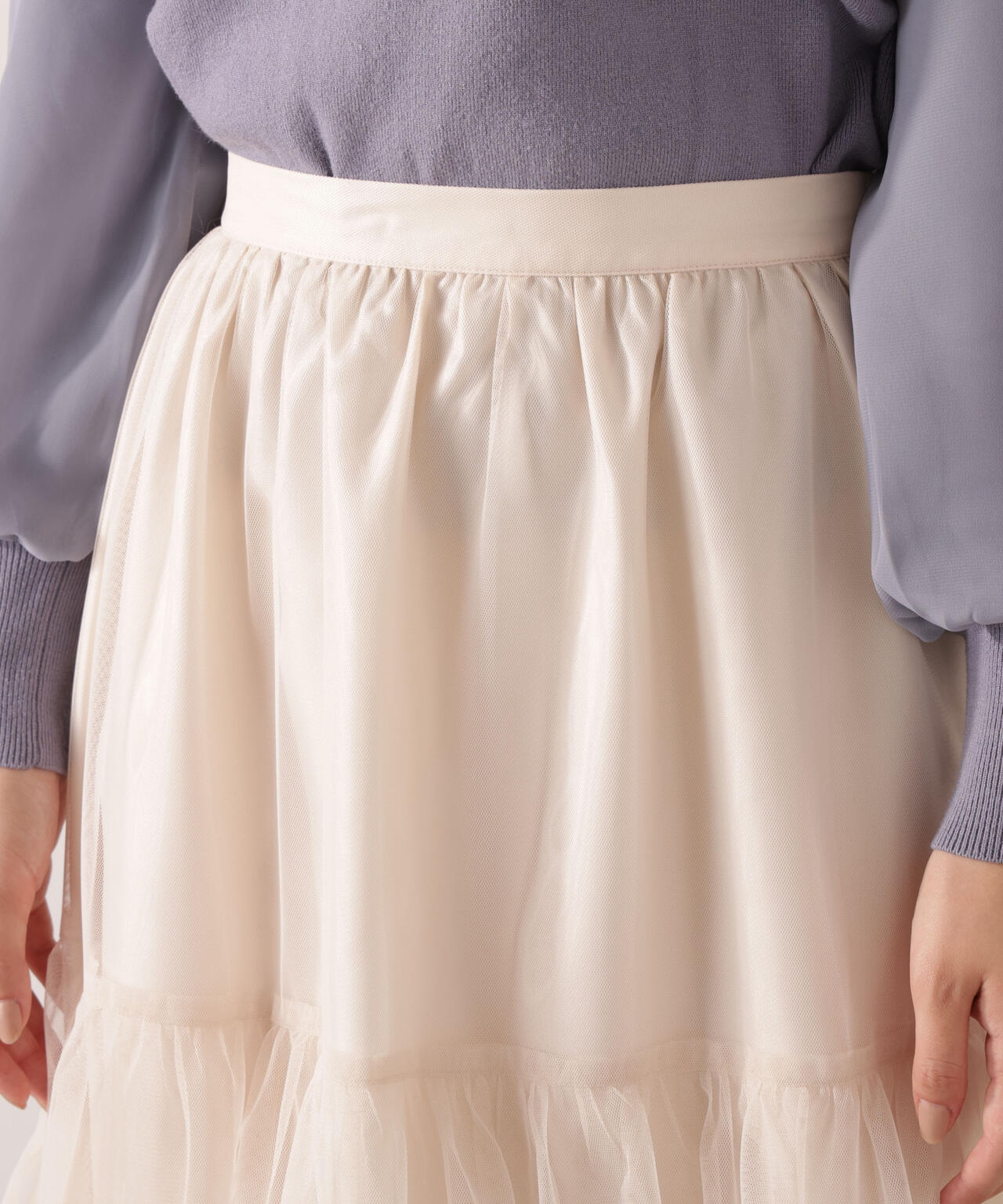 【加藤栞さん着用】部分プリーツティアードスカート