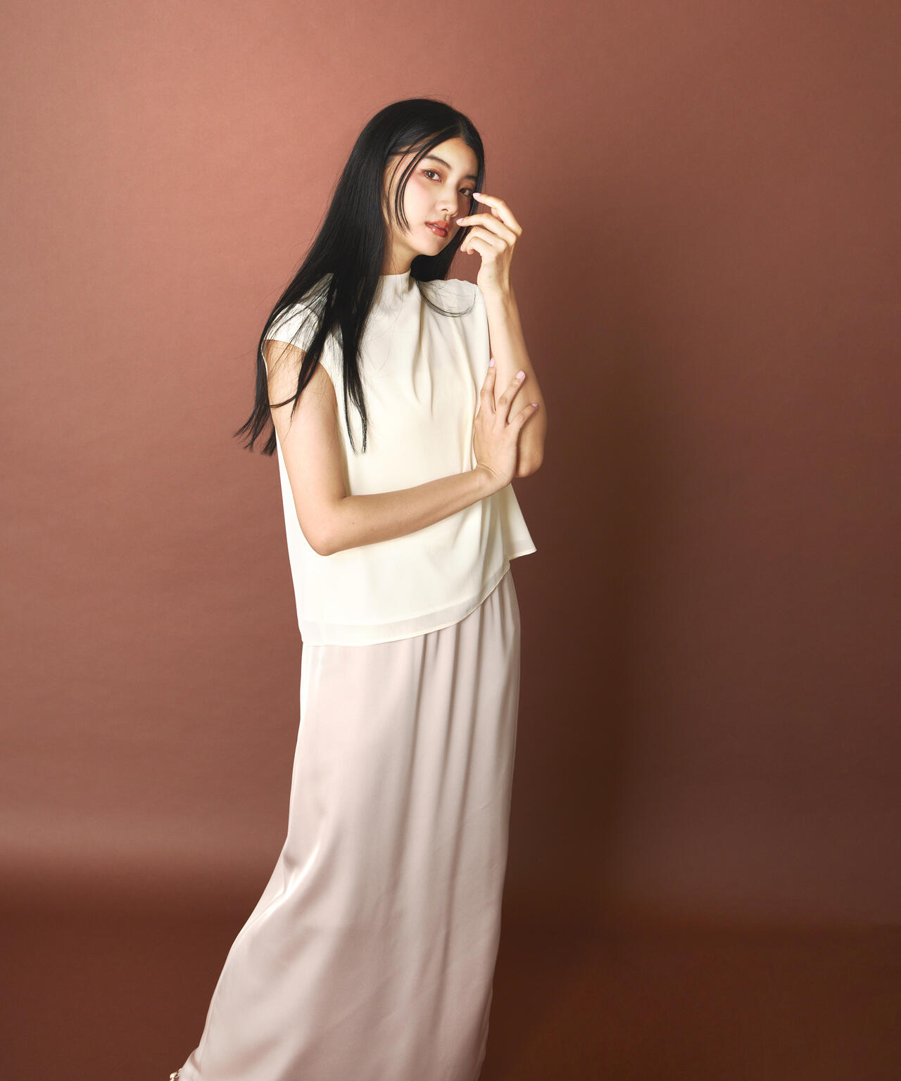 マットサテンスリットスカート