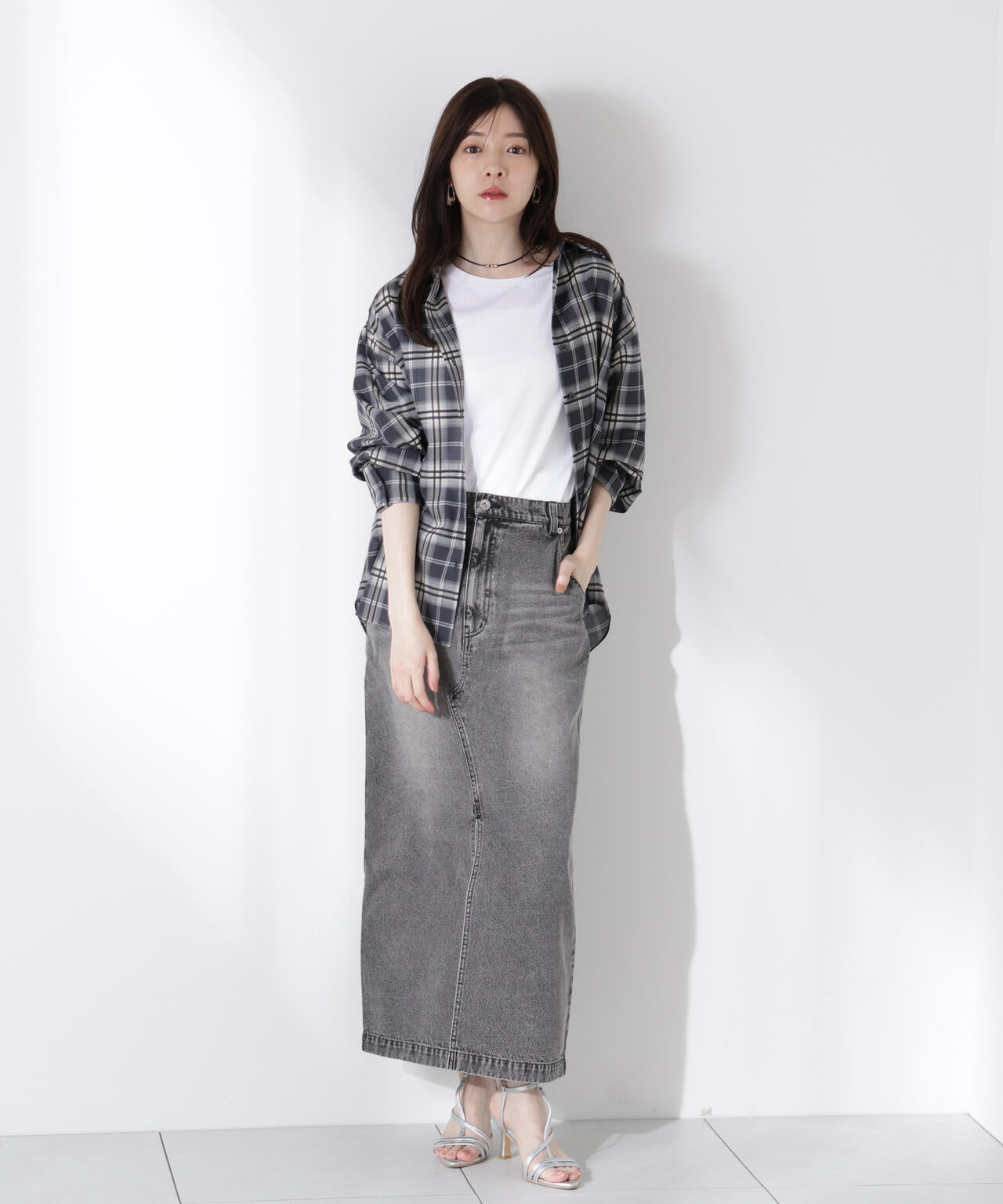 デニムナロースカート