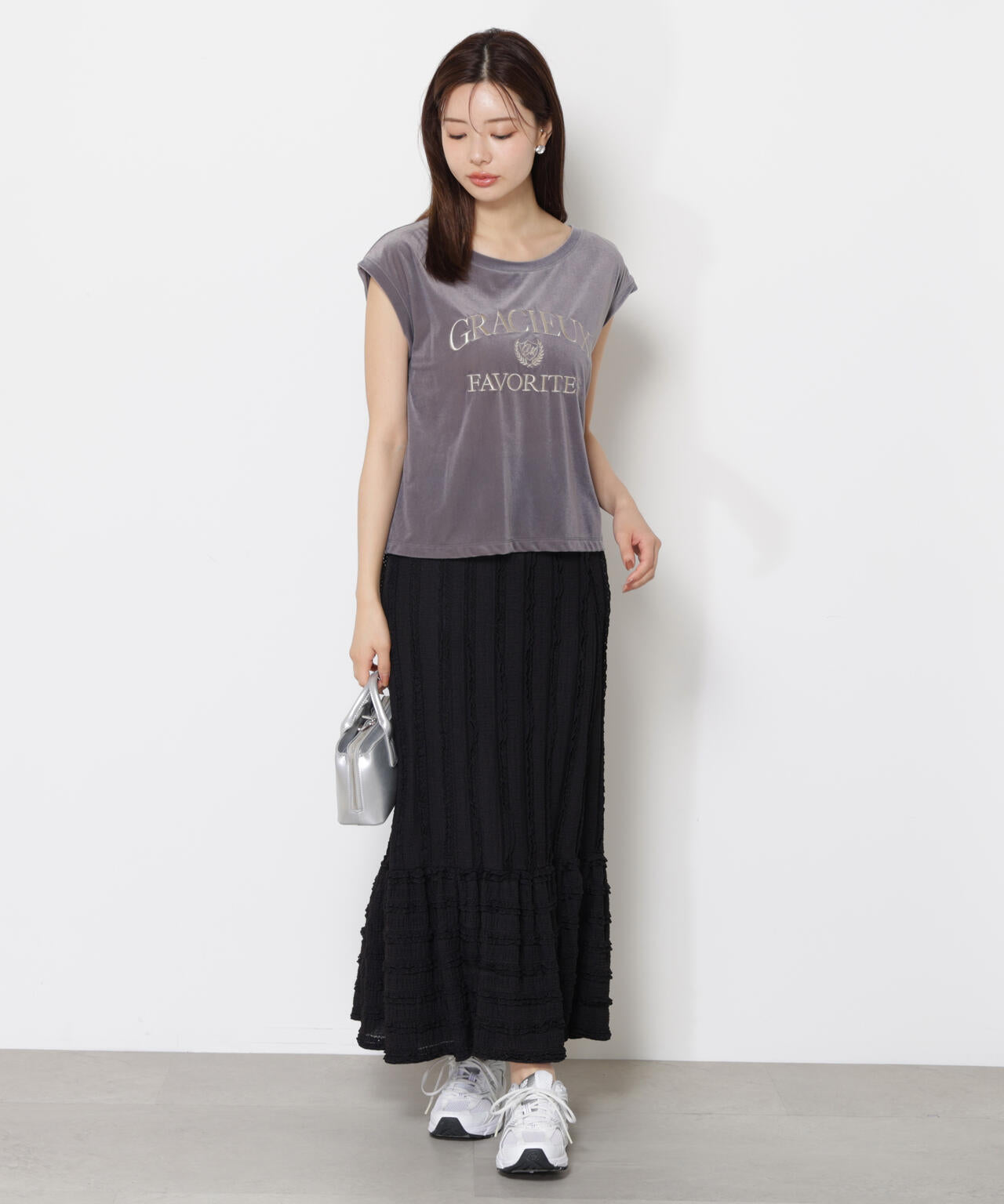 カットレース切り替えスカート