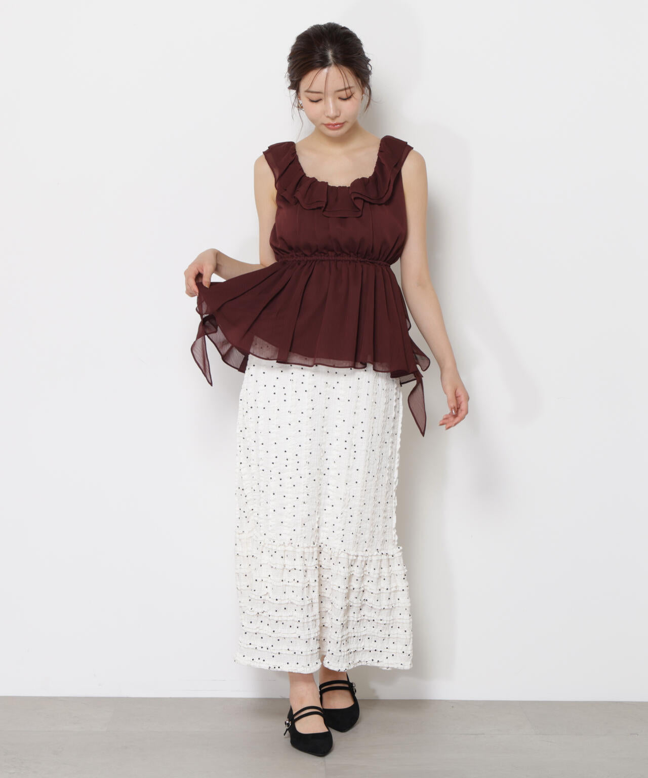 カットレース切り替えスカート