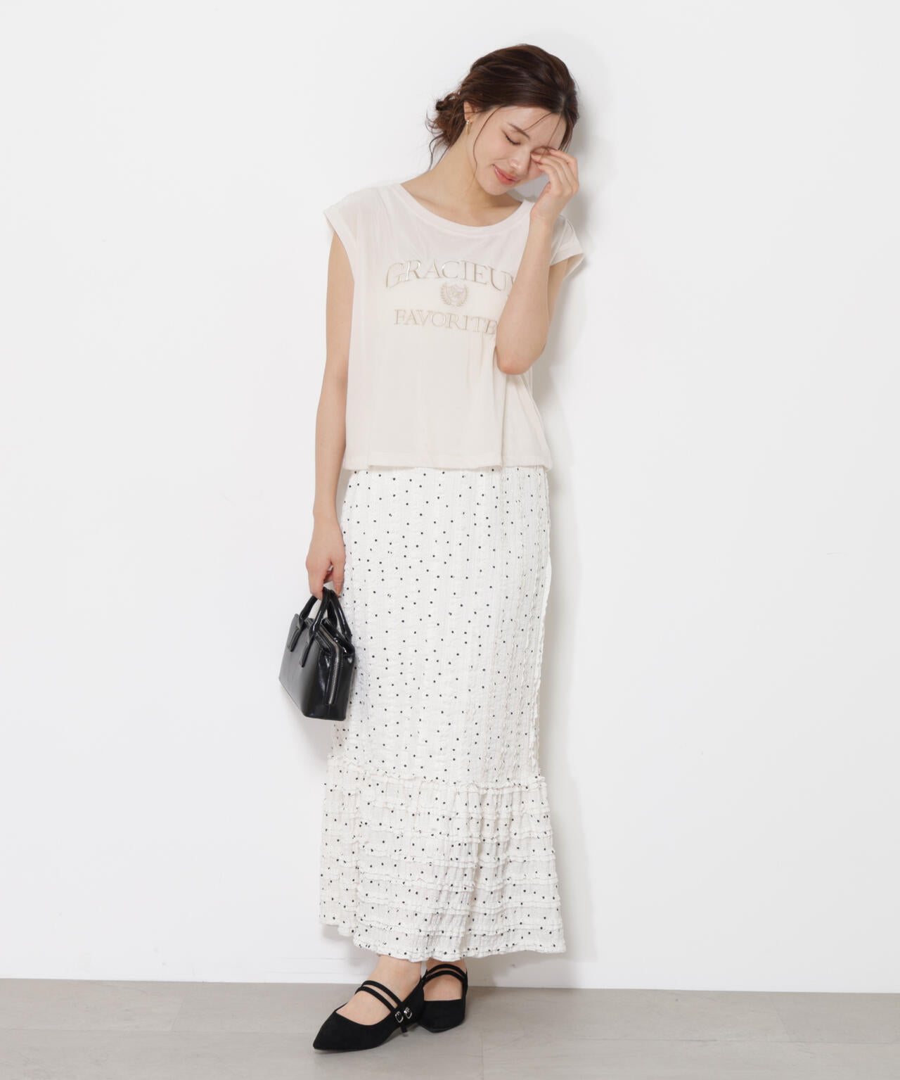 カットレース切り替えスカート