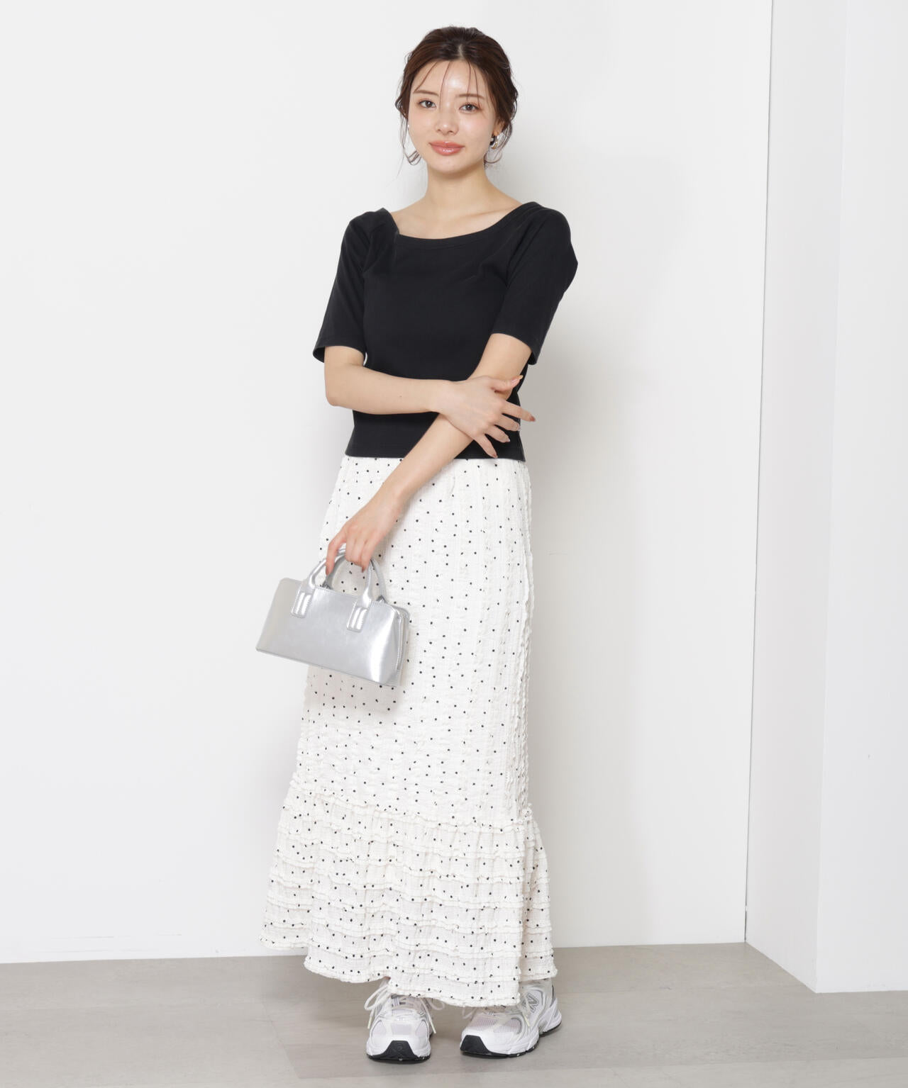 カットレース切り替えスカート