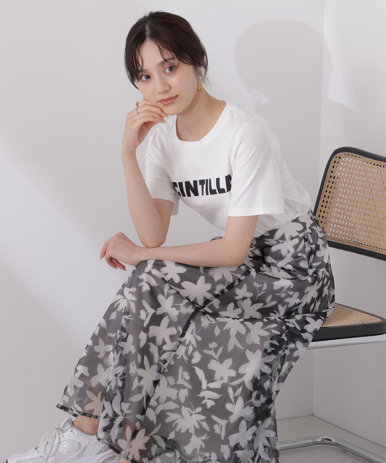 <ウォッシャブル>ペイントフラワースカート