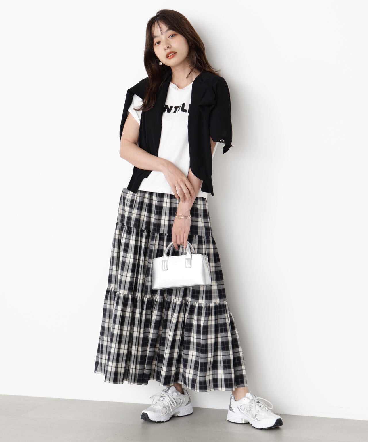 チェック柄ティアードスカート