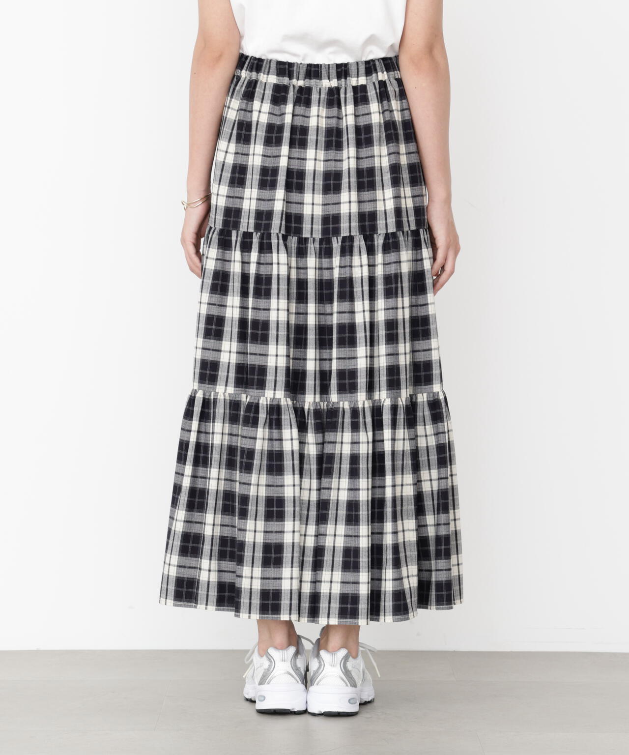 チェック柄ティアードスカート