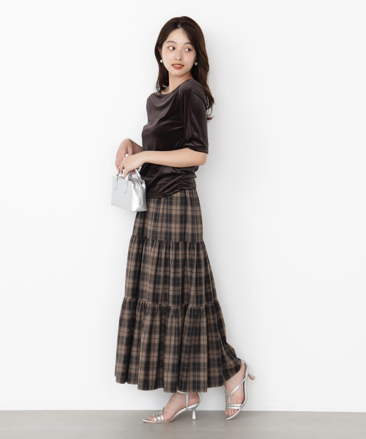 チェック柄ティアードスカート