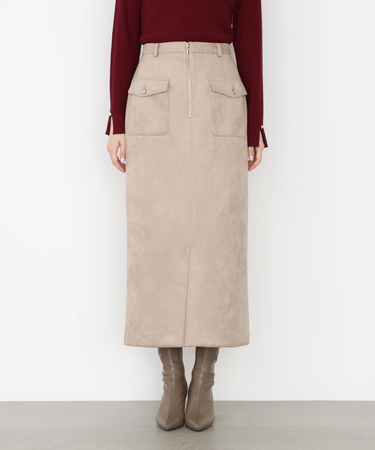 【松川星さん着用】ダンボールフェイクスエードタイトスカート