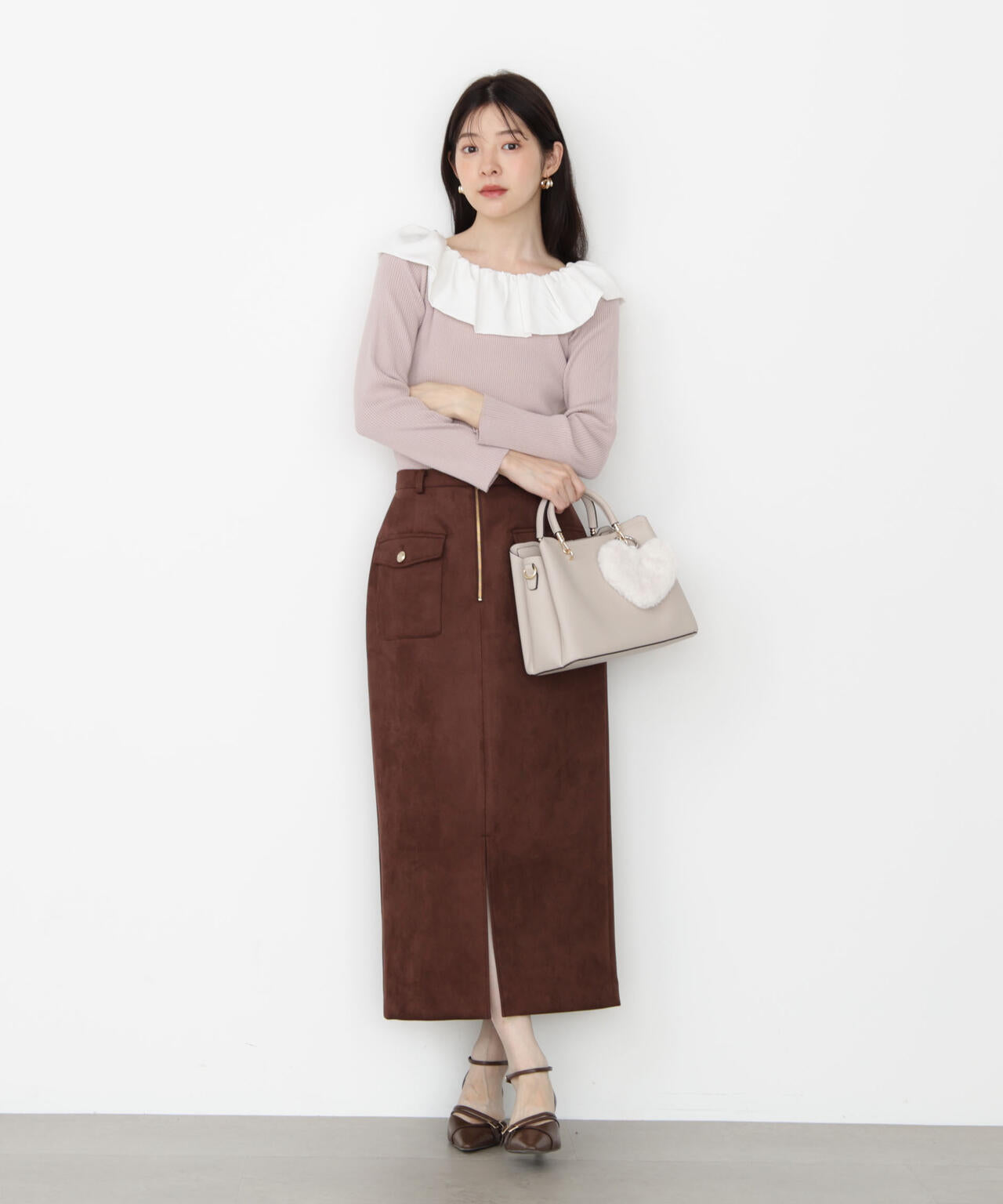 【松川星さん着用】ダンボールフェイクスエードタイトスカート