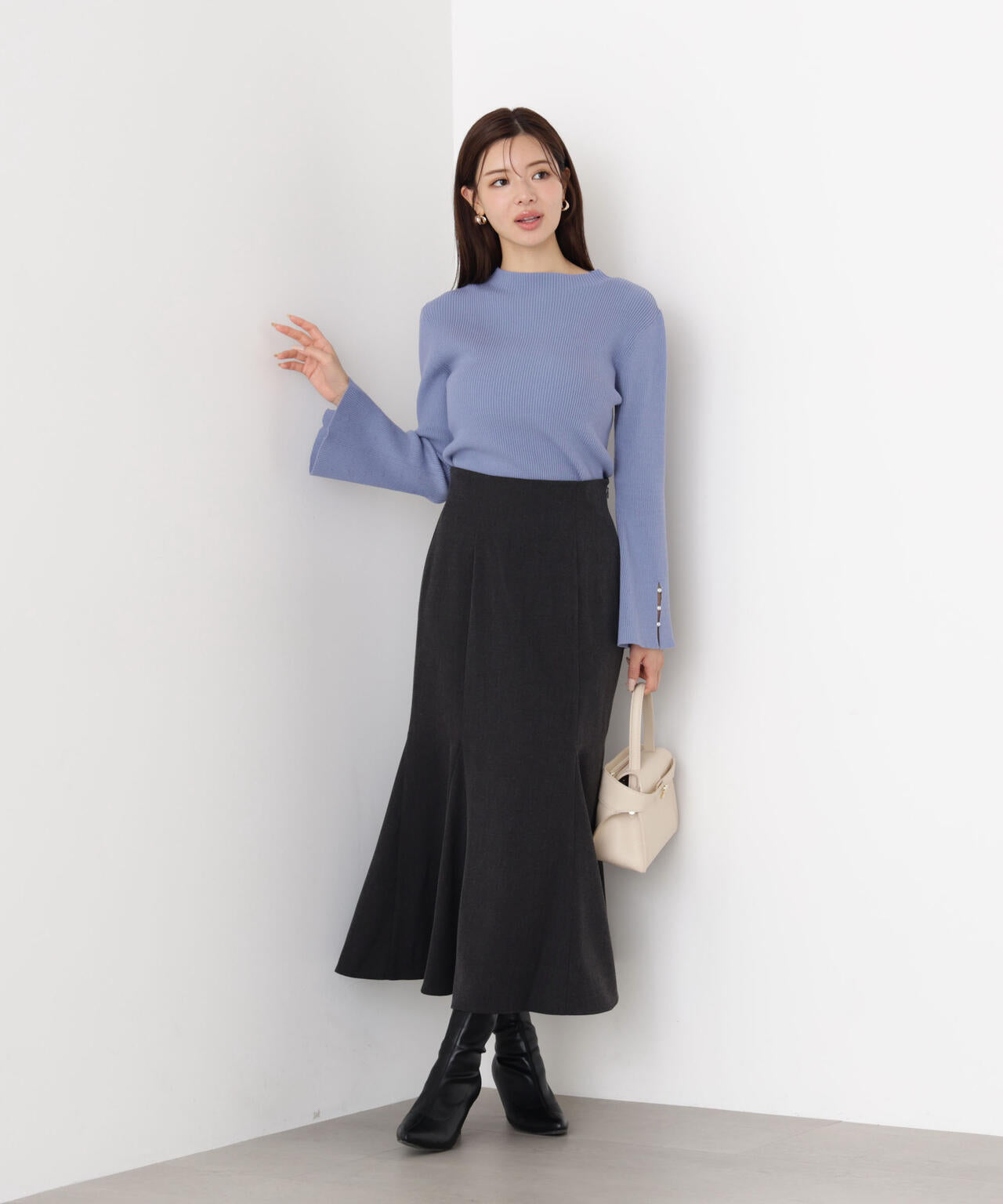 <ウォッシャブル>ハイウエストマーメイドスカート