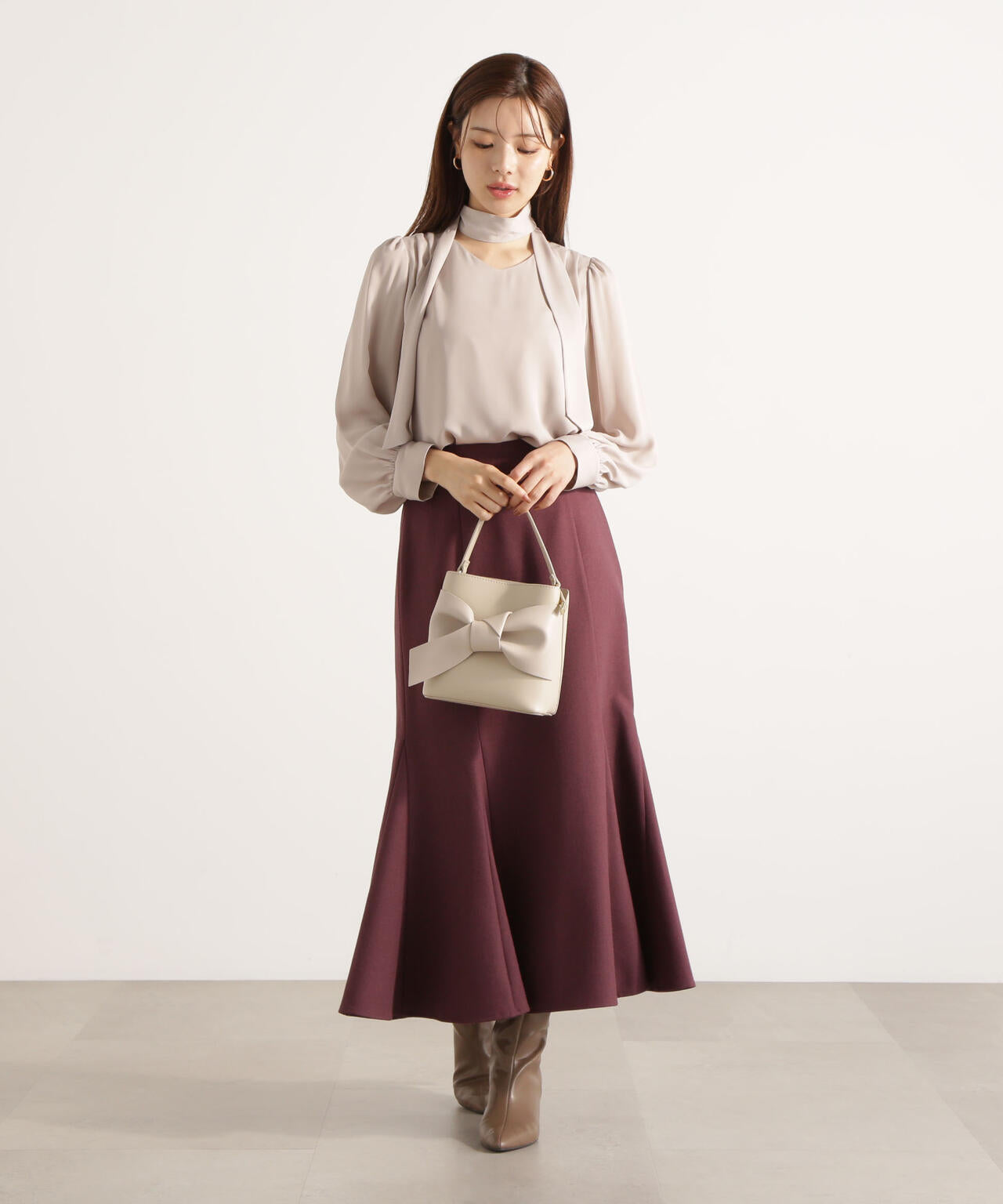 <ウォッシャブル>ハイウエストマーメイドスカート