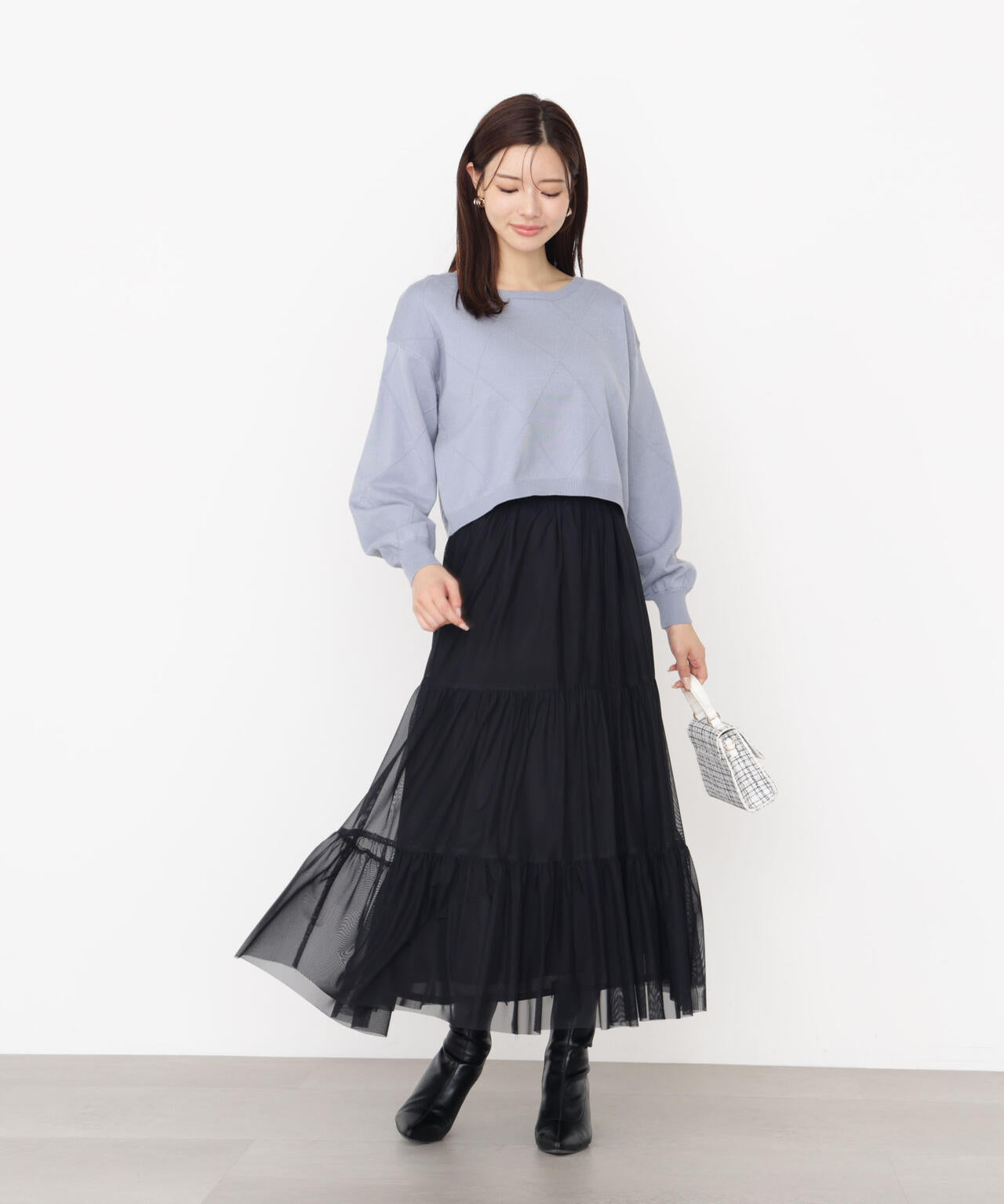 チュールティアードスカート