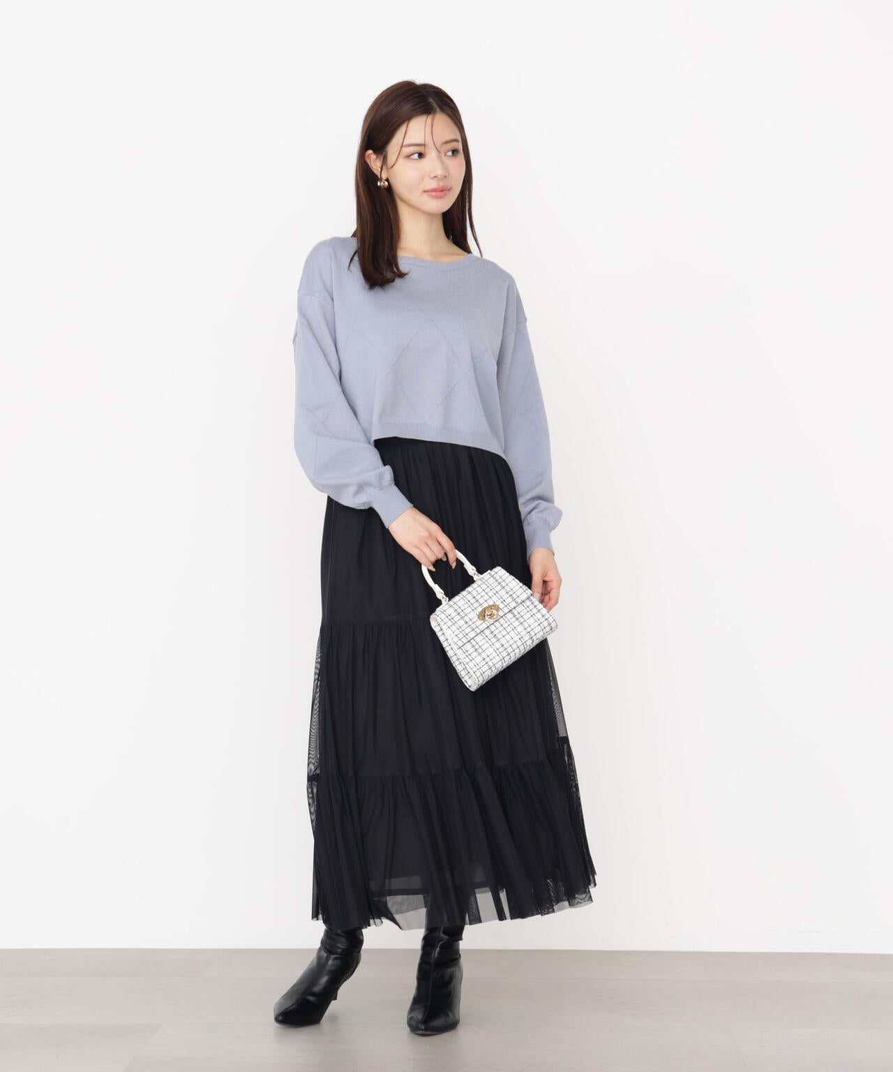 チュールティアードスカート