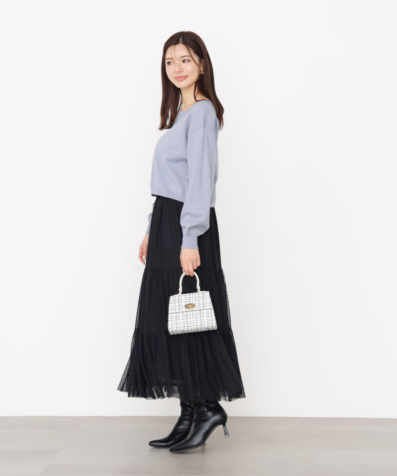 チュールティアードスカート