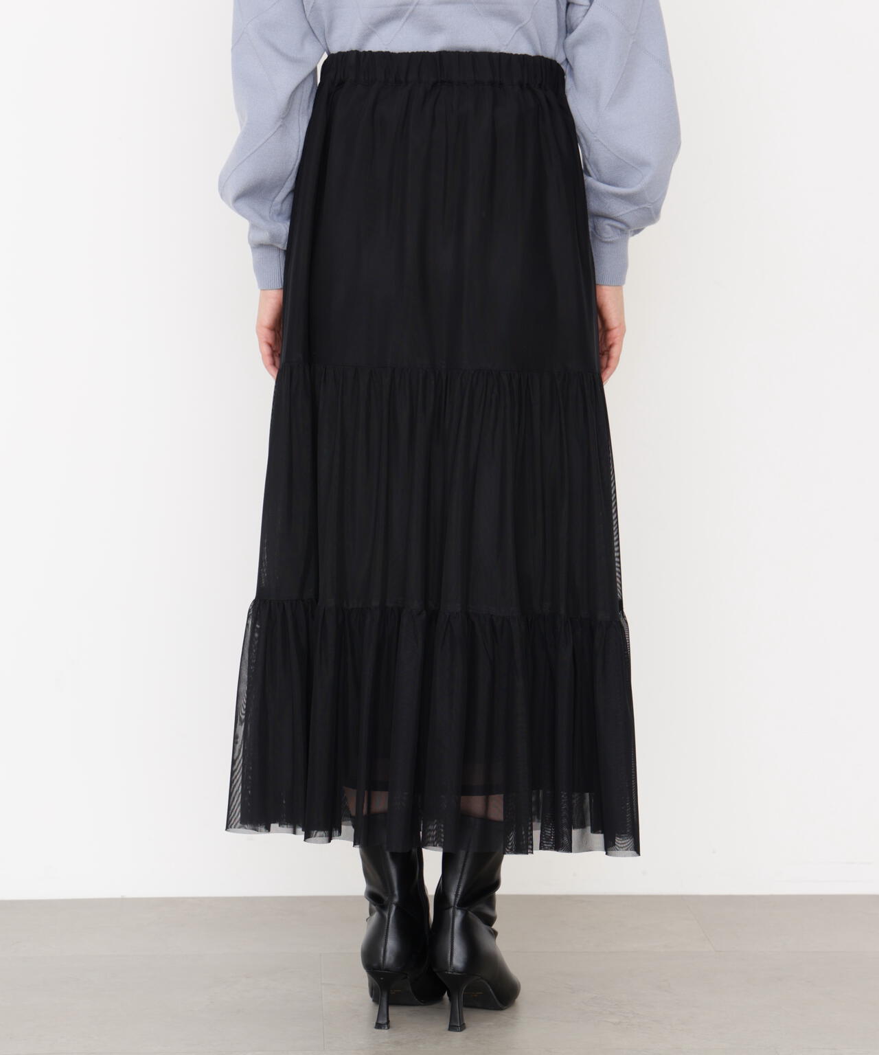 チュールティアードスカート