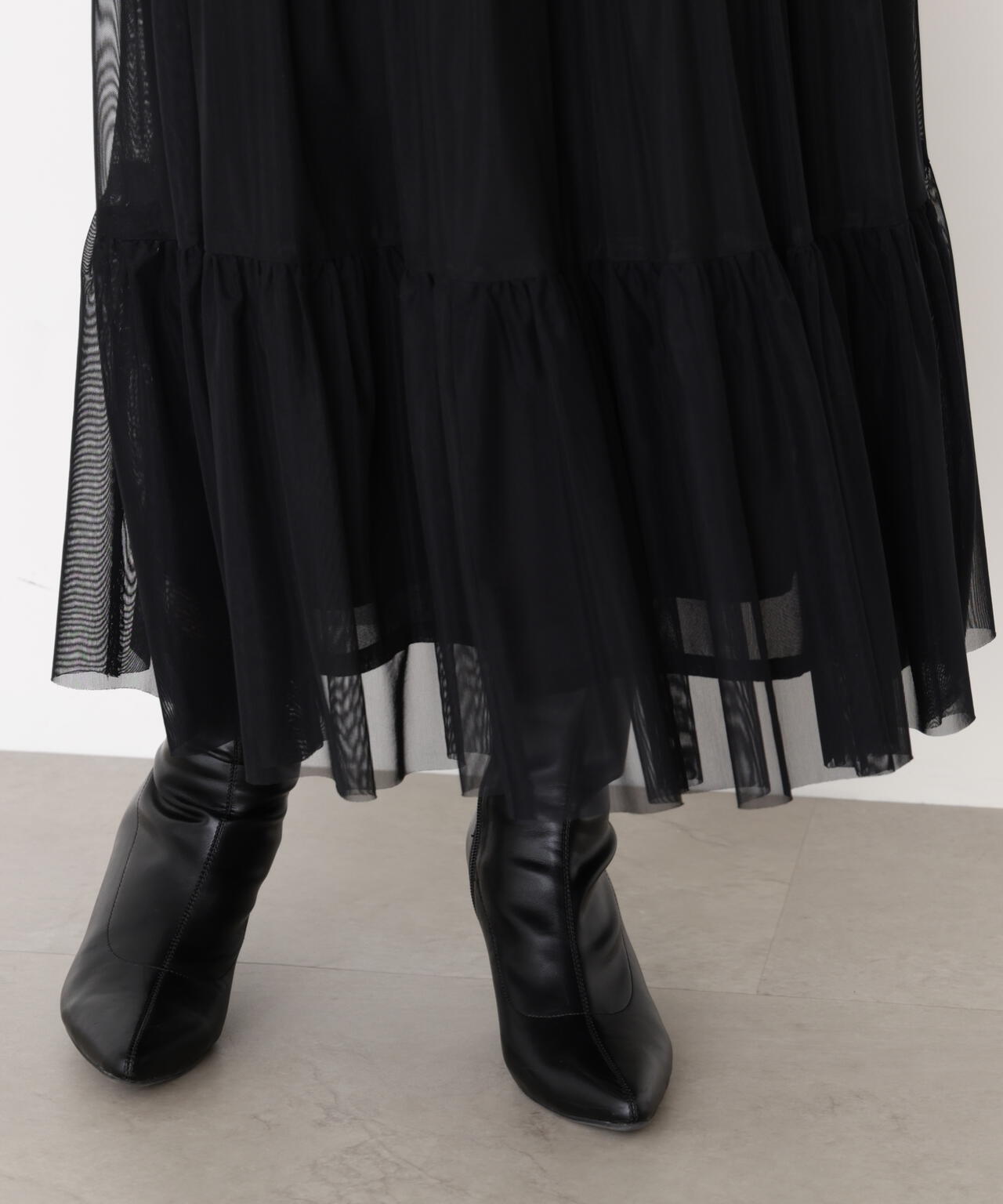 チュールティアードスカート