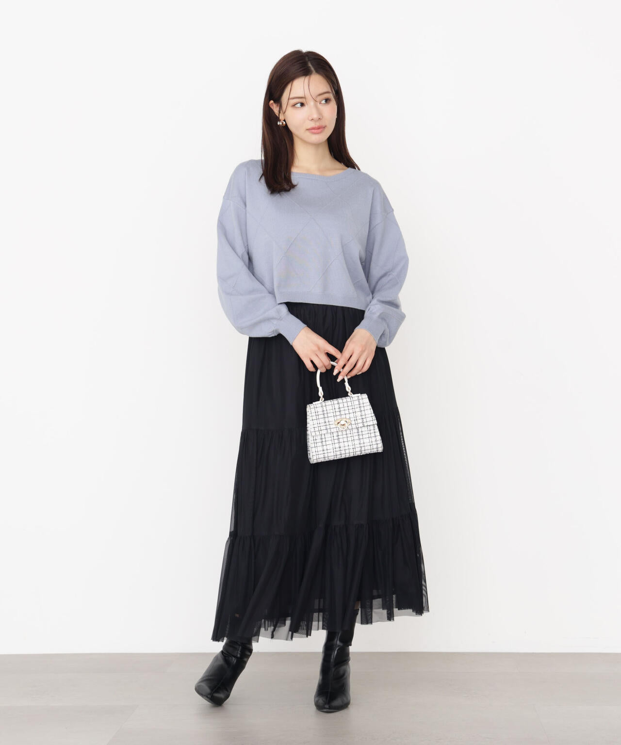 チュールティアードスカート