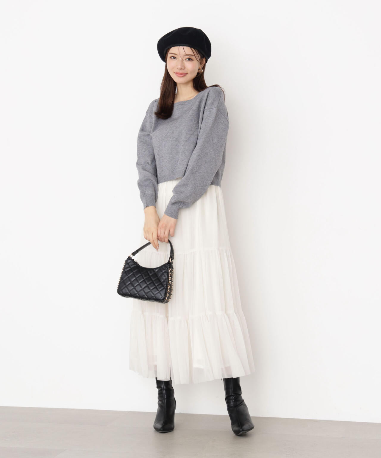 チュールティアードスカート