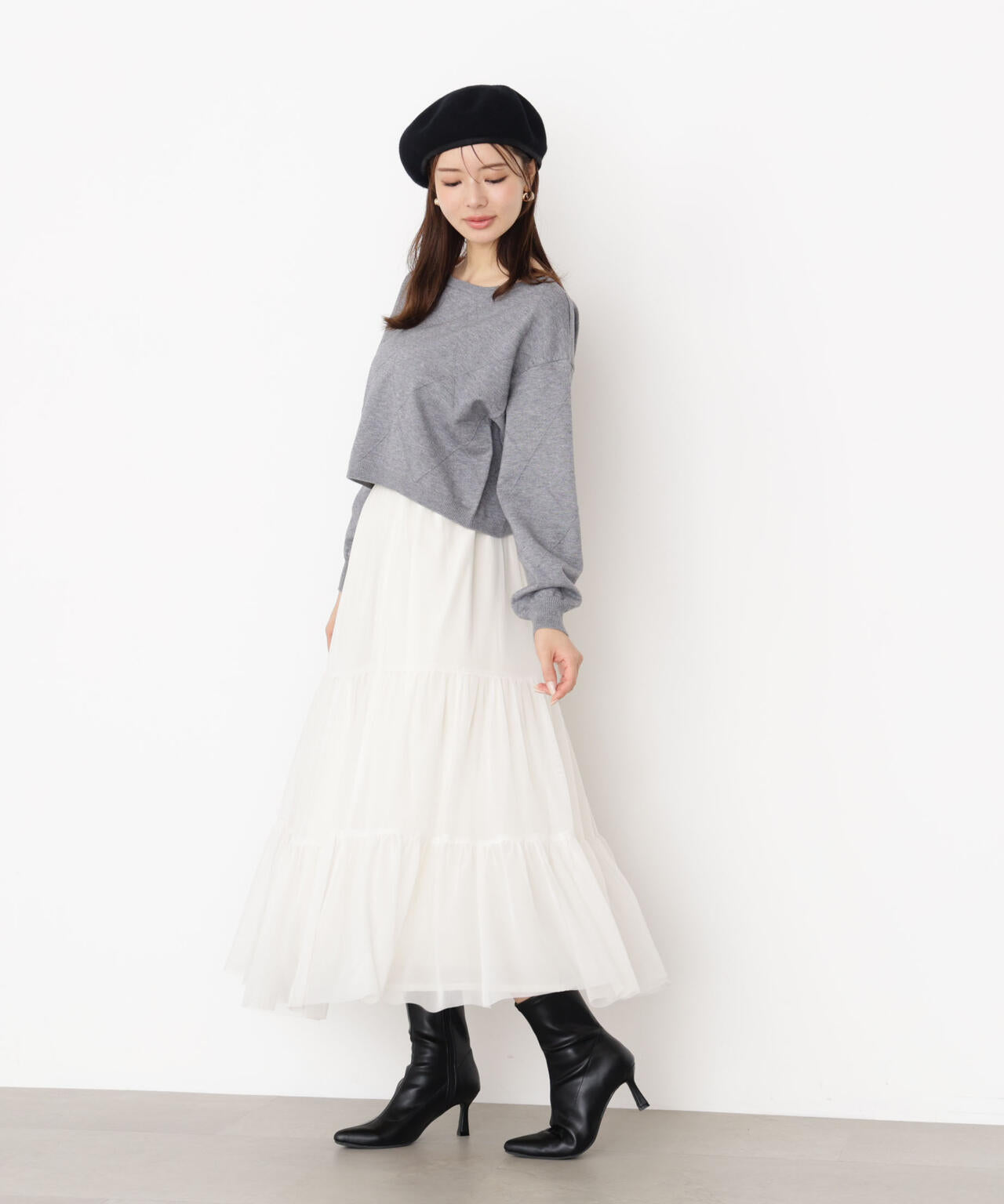 チュールティアードスカート