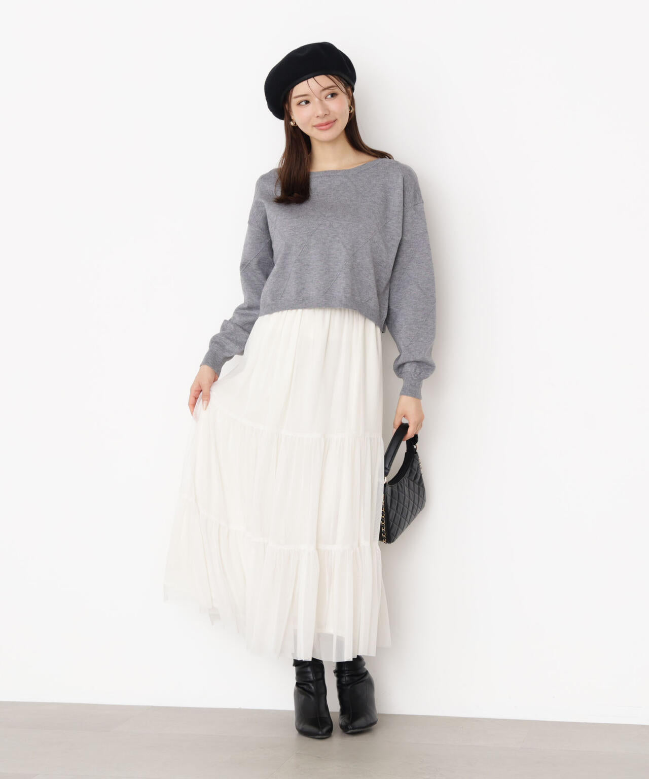 チュールティアードスカート
