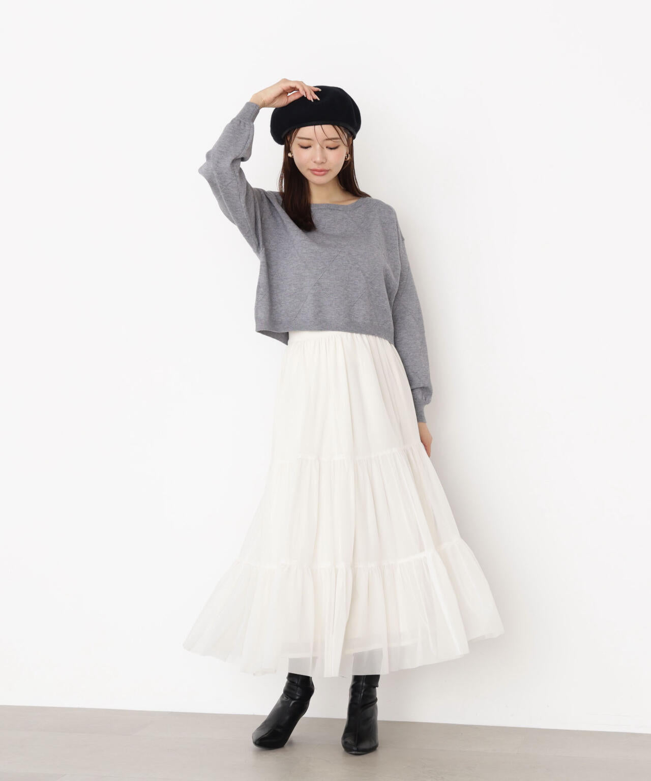 チュールティアードスカート