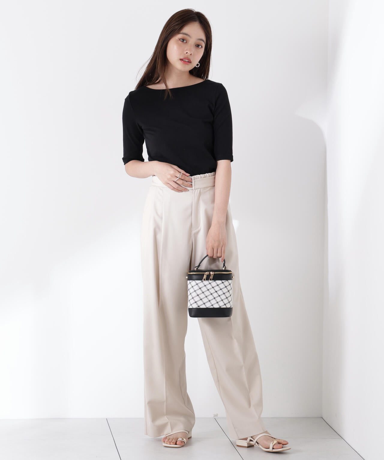 レイヤード風イージーパンツ