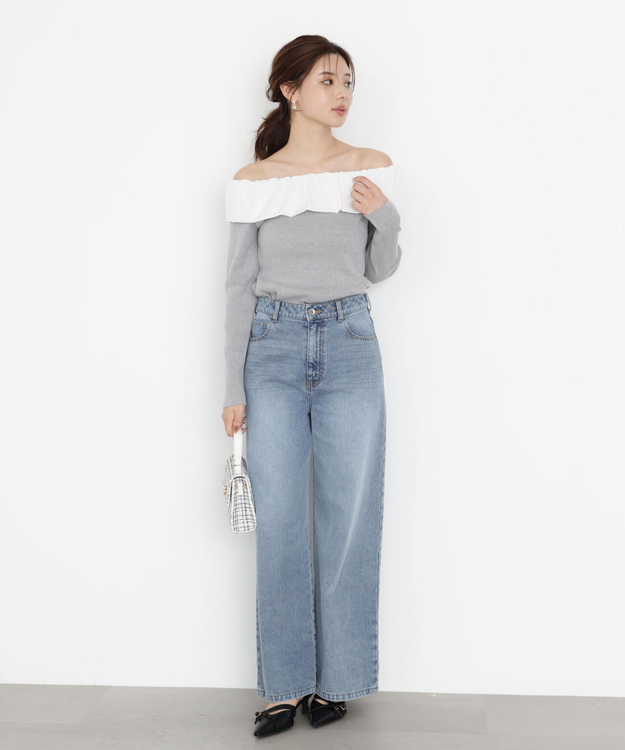 【加藤栞さん着用】ワイドデニムパンツ