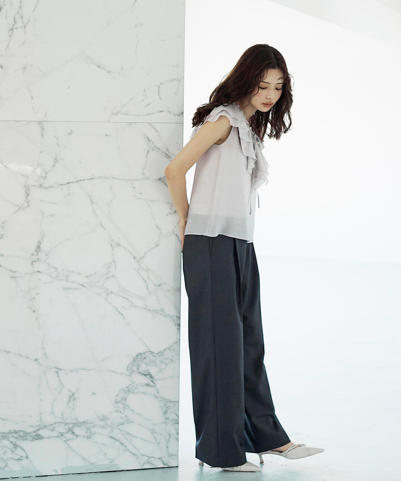 <ウォッシャブル>イージーワイドパンツ