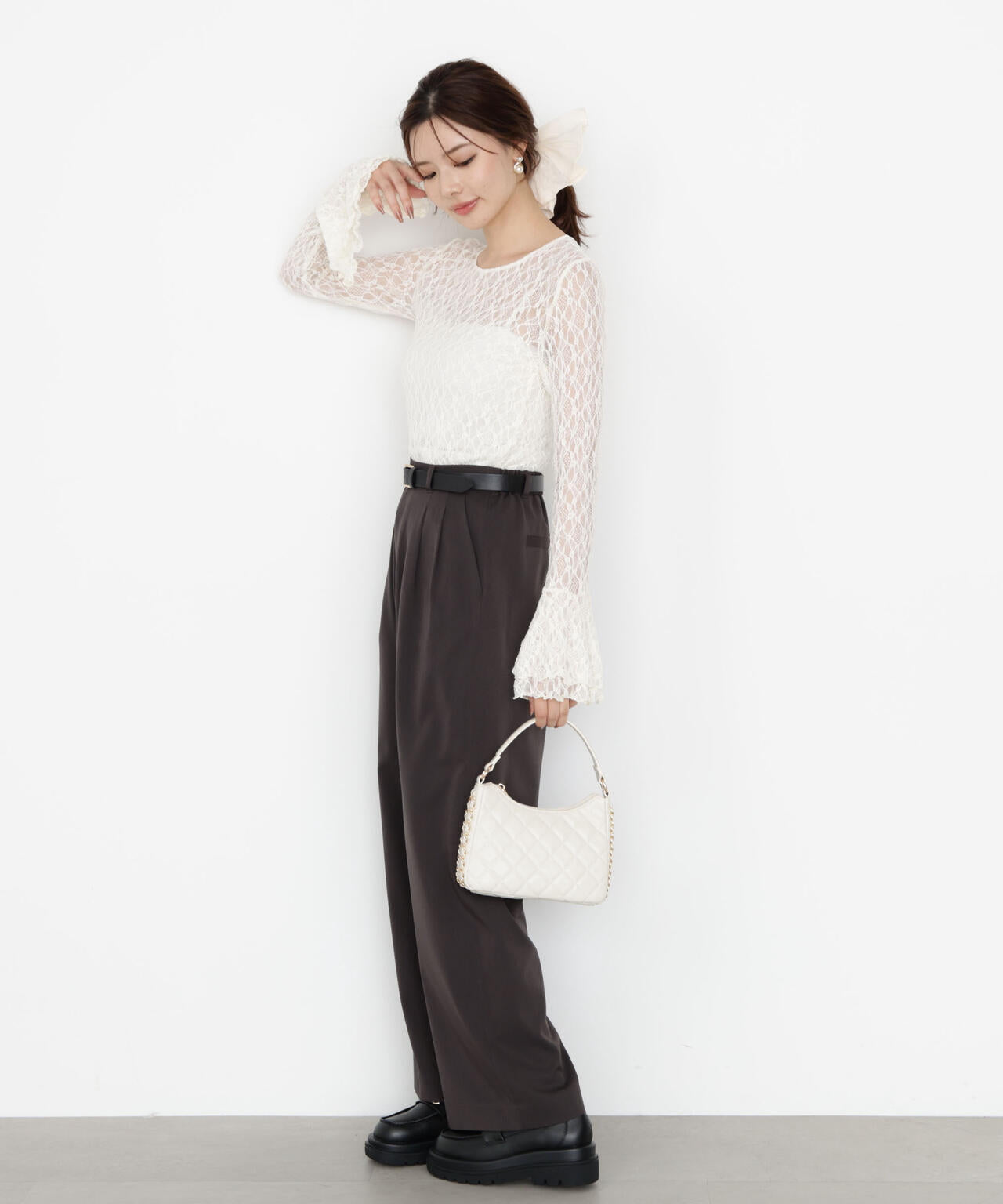 【松川星さん着用】ベルト付きタックパンツ