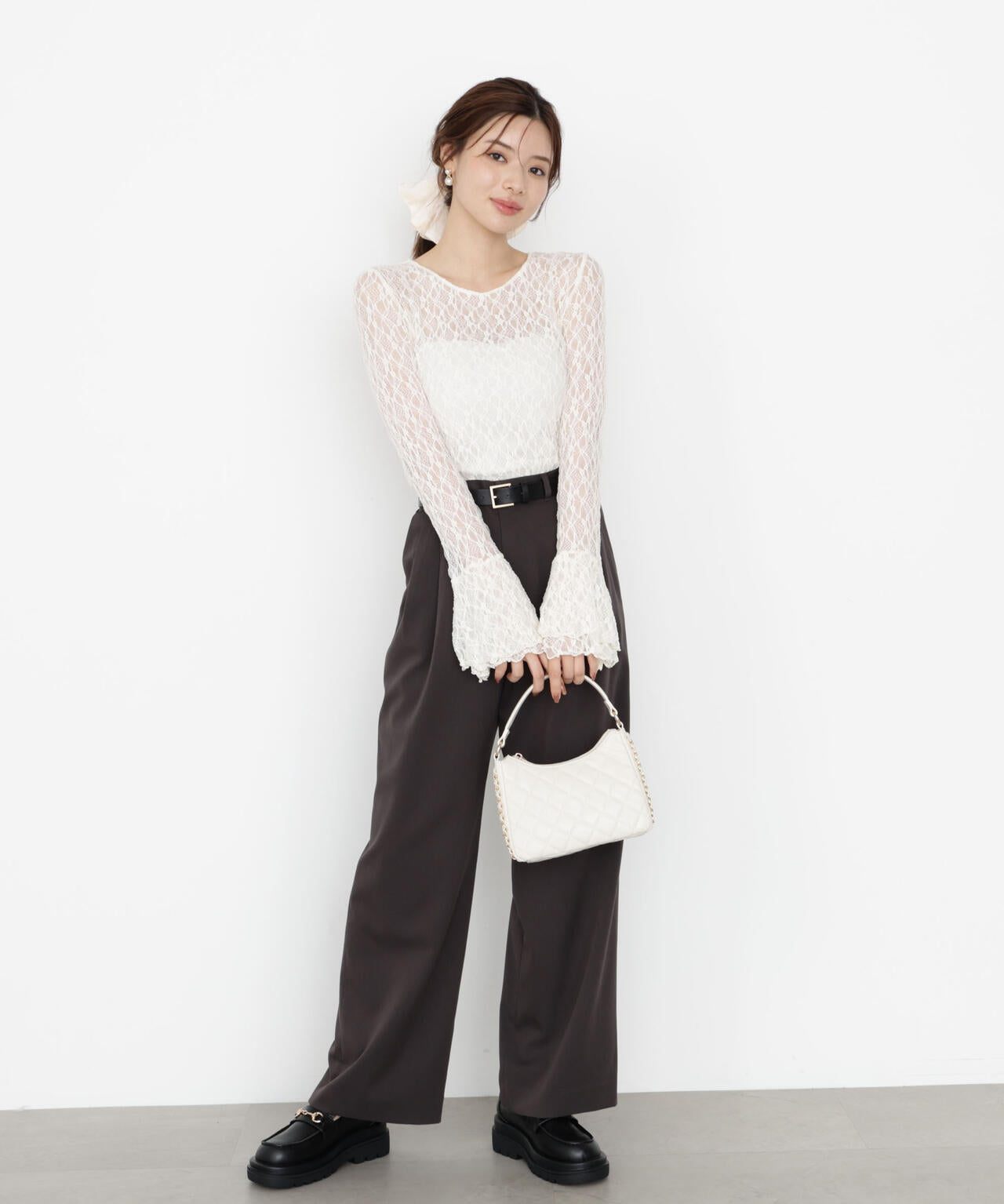 【松川星さん着用】ベルト付きタックパンツ