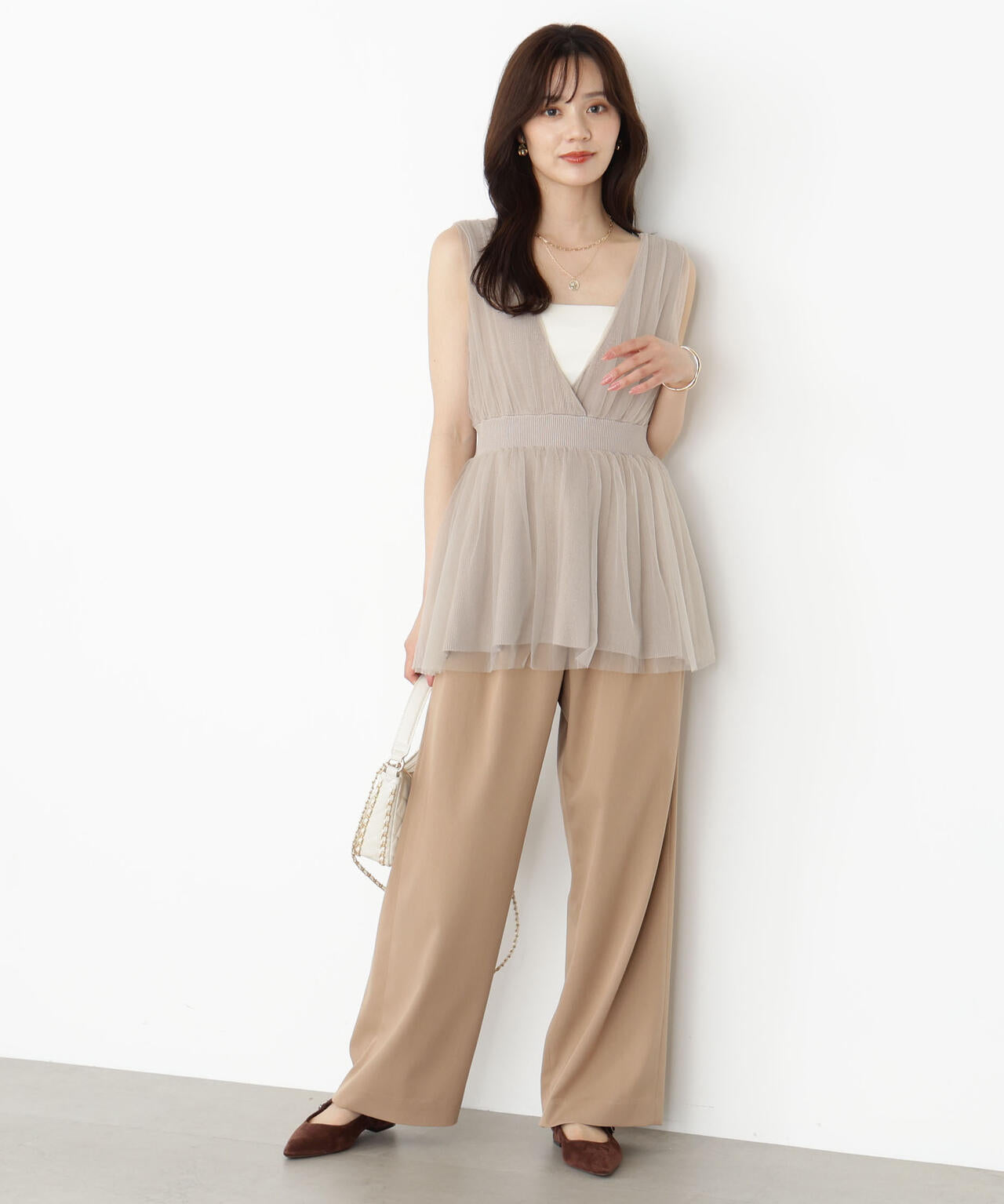 【松川星さん着用】ベルト付きタックパンツ