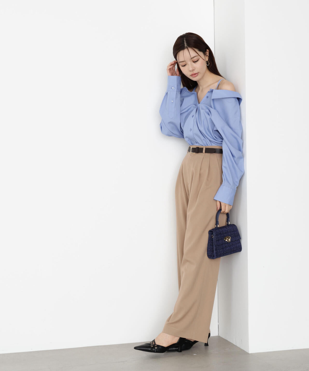 【松川星さん着用】ベルト付きタックパンツ