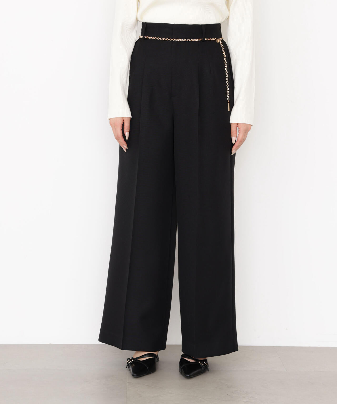 <谷川菜奈さんコラボ>チェーン付きワイドパンツ