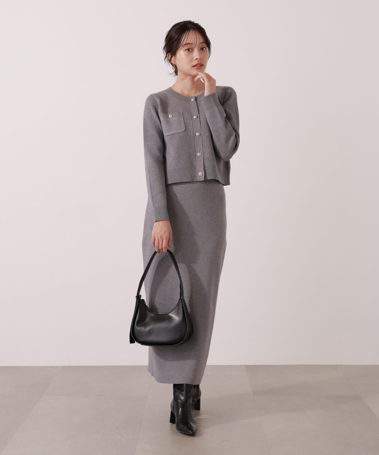 【一部再入荷】 青島心さん着用 ステッチニットSETUP