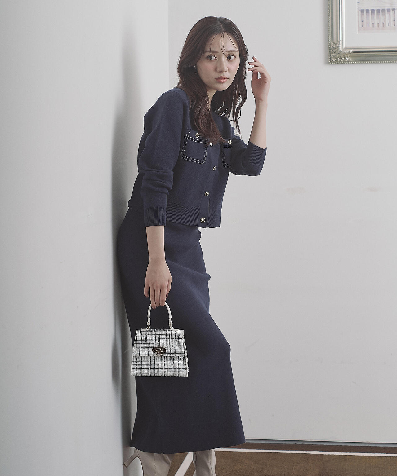 【一部再入荷】 青島心さん着用 ステッチニットSETUP