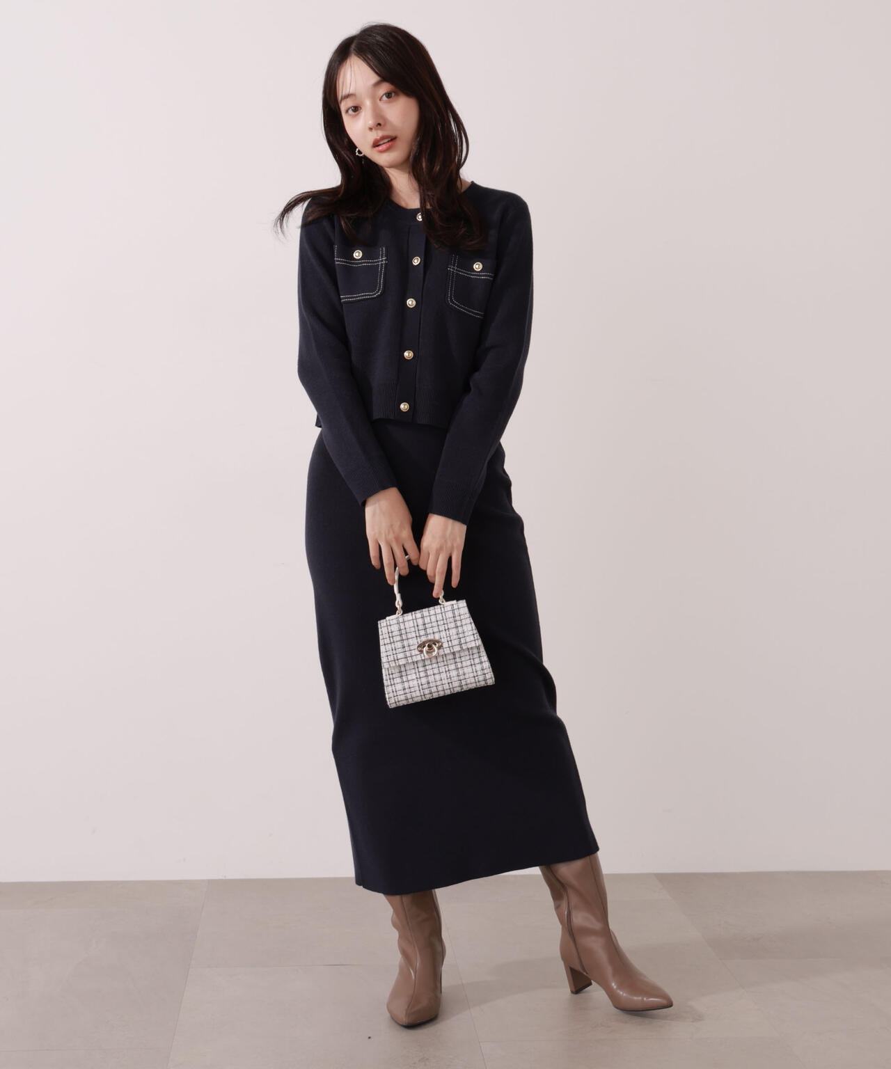 【一部再入荷】 青島心さん着用 ステッチニットSETUP