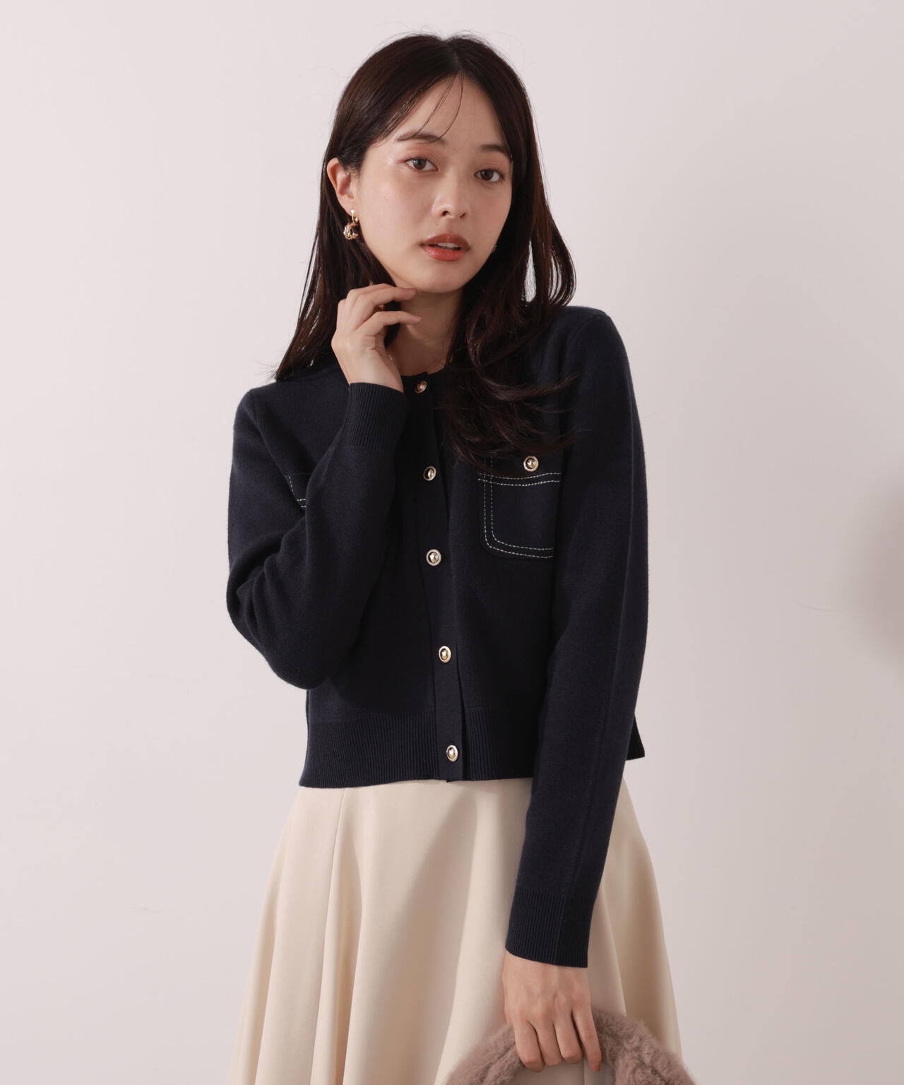 【一部再入荷】 青島心さん着用 ステッチニットSETUP