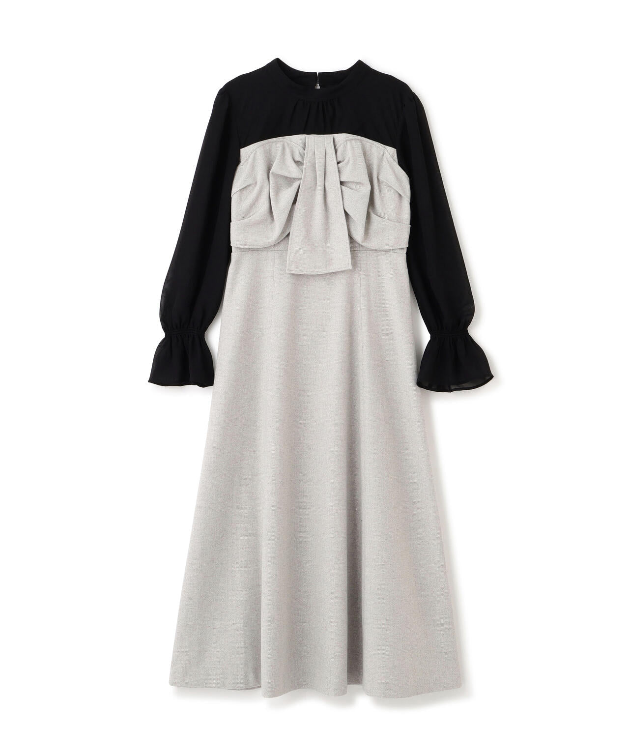 フロントリボンミックスドッキングワンピース