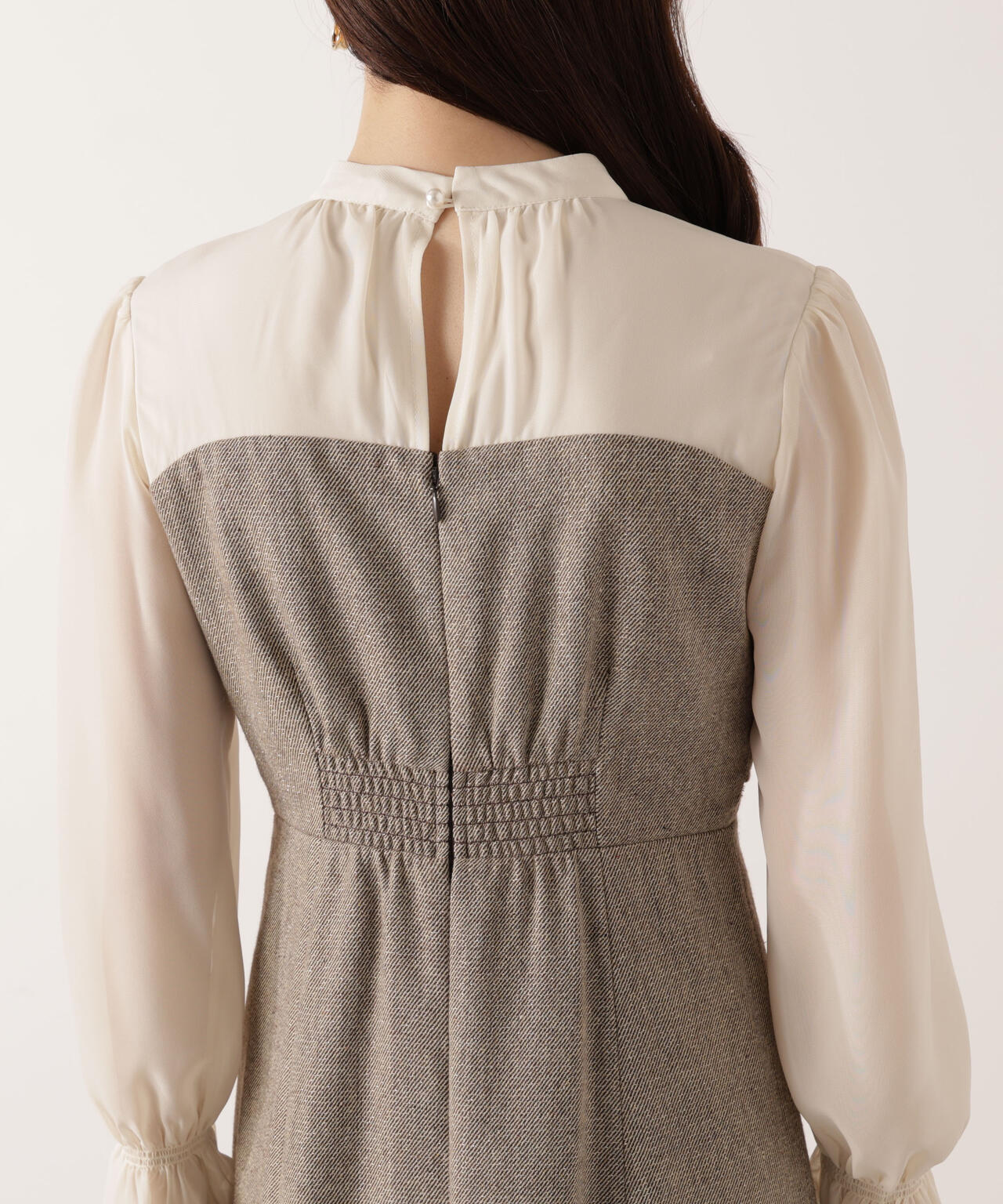 フロントリボンミックスドッキングワンピース