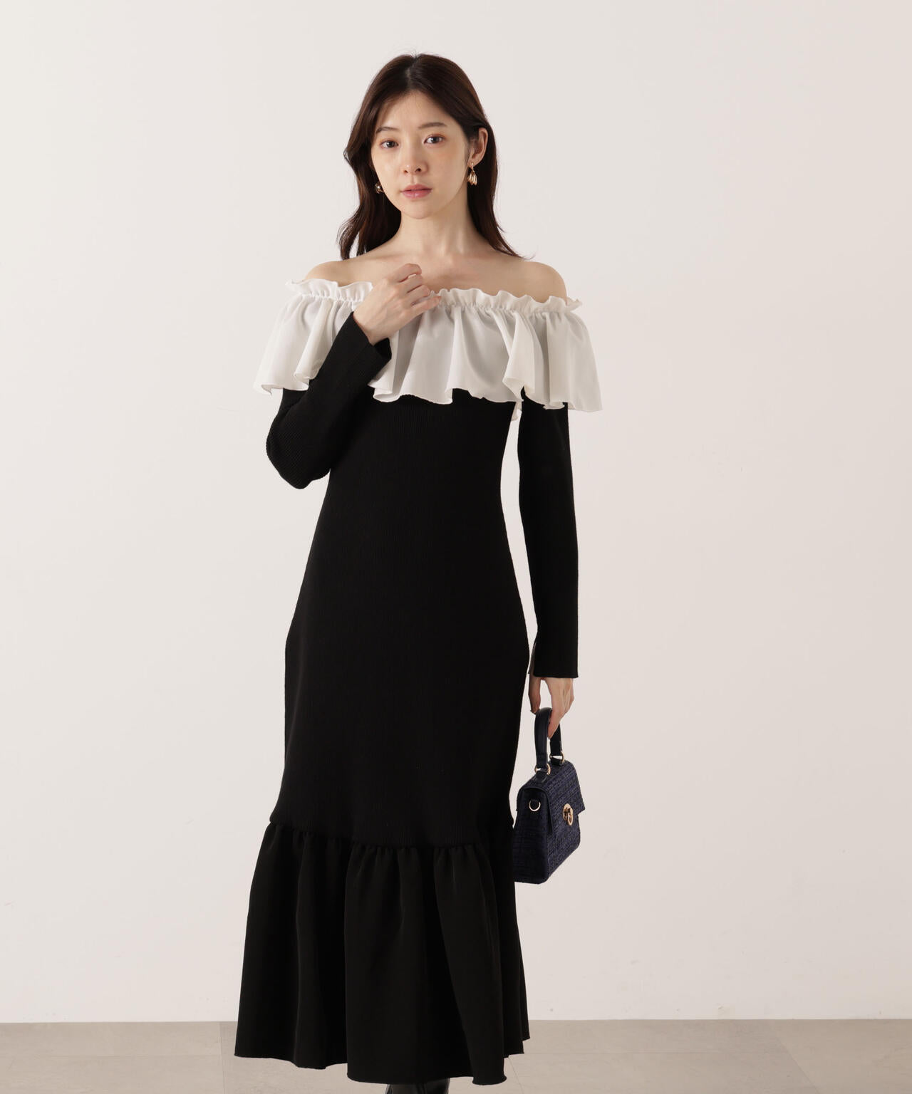 2wayオフショルニットワンピース