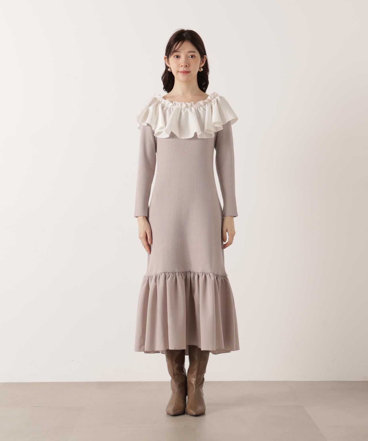 2wayオフショルニットワンピース